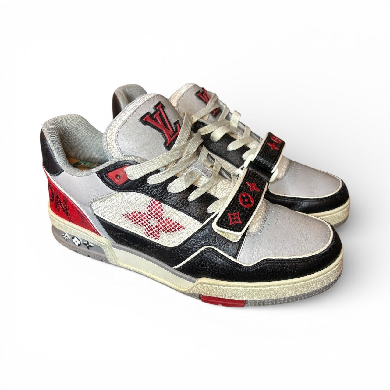 Louis Vuitton Trainer Strap Black Grey Red 1AC4ZU | Size 7LV
