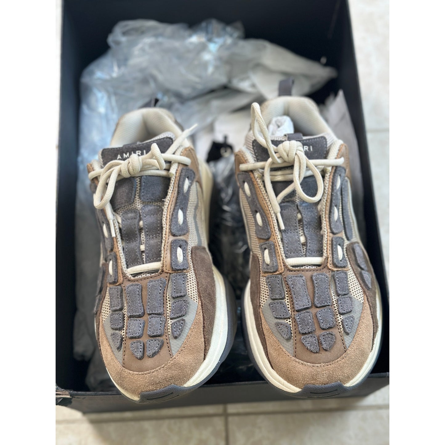 Size 10 - Amiri Bone Runner Brown/Black/Cream
