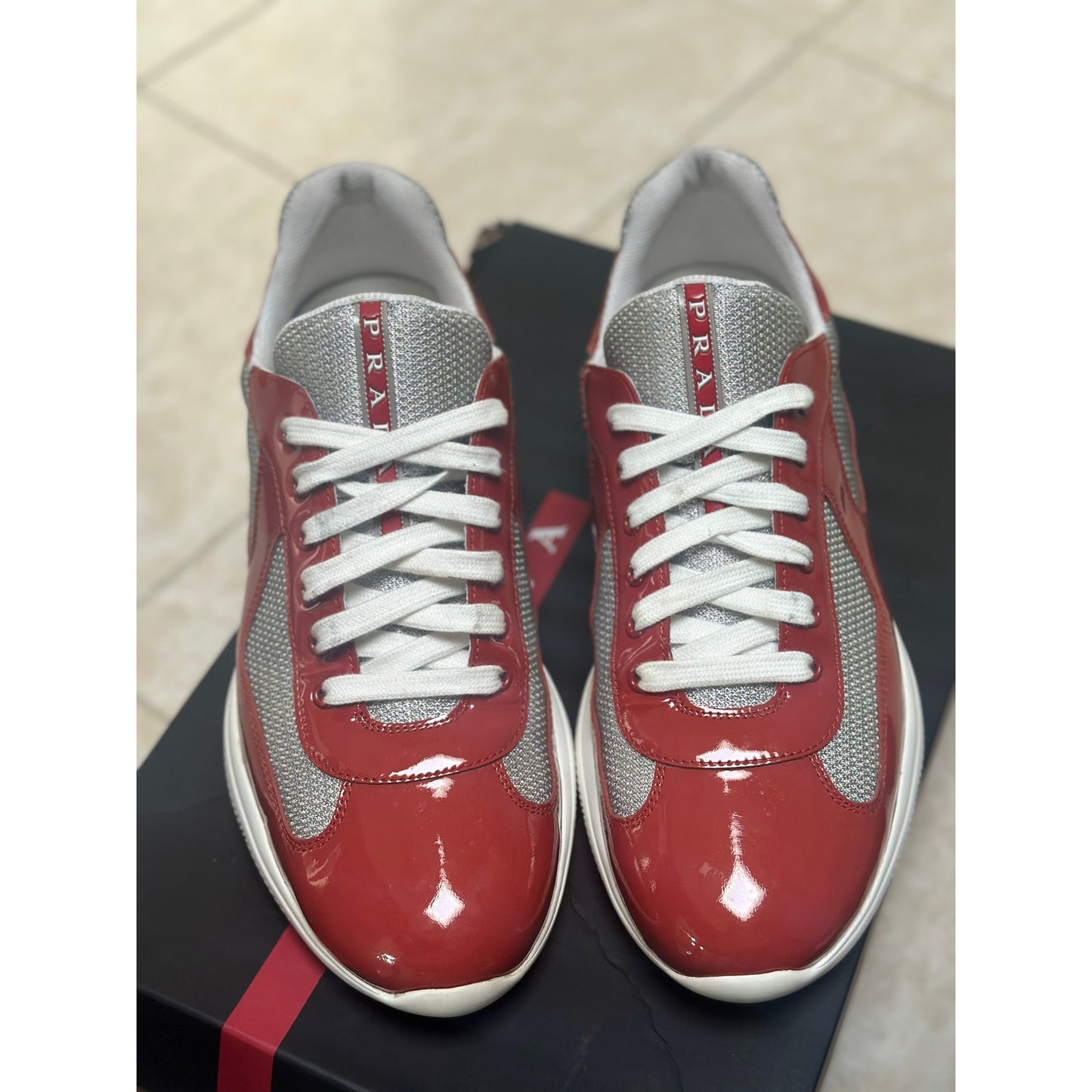 Prada America's Cup Sneakers Reddish Orange | Size 10Uk