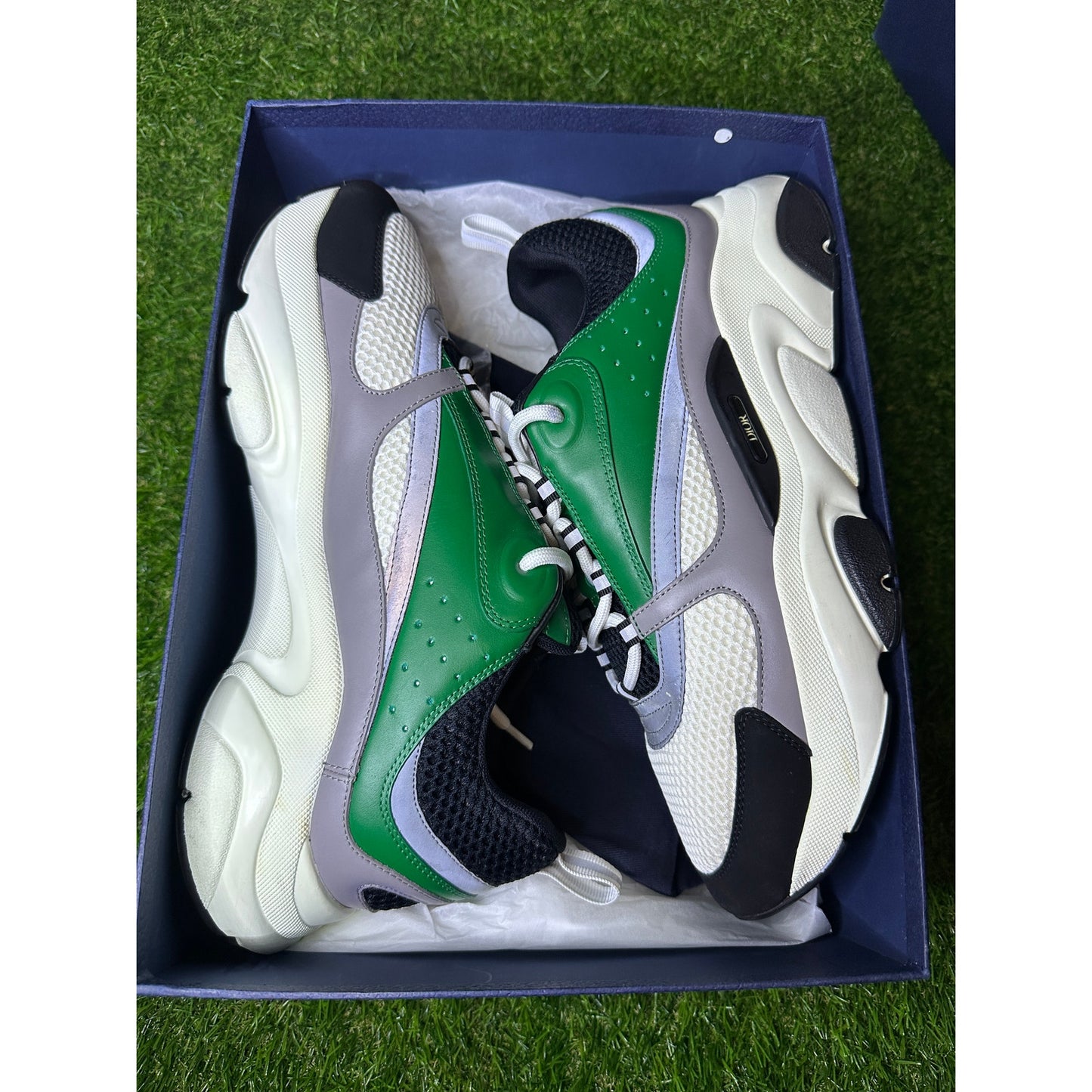 Dior B22 Reflective Low Top Sneaker ‘Green White’ | 13US