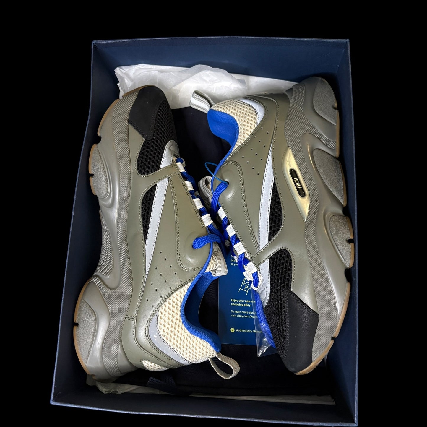 Dior B22 Reflective Olive / Blue Sneakers | Size 43 (10US)