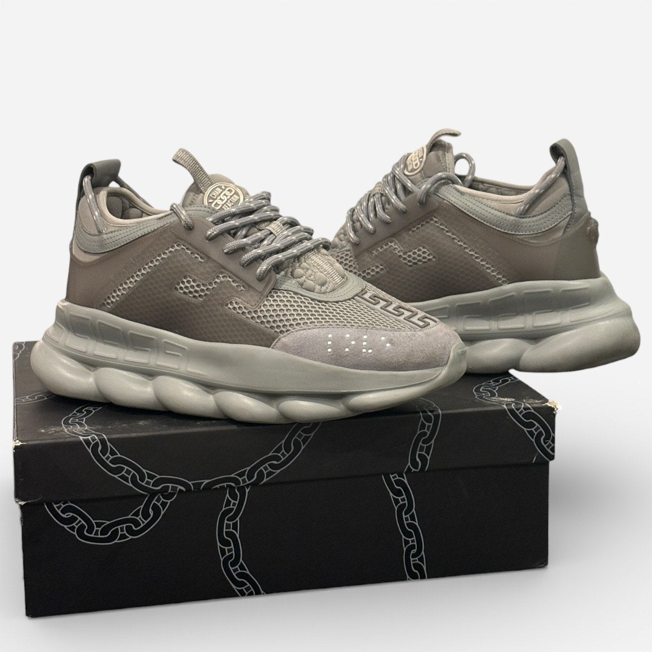 Size 11 - Versace Chain Reaction Gray Sneakers