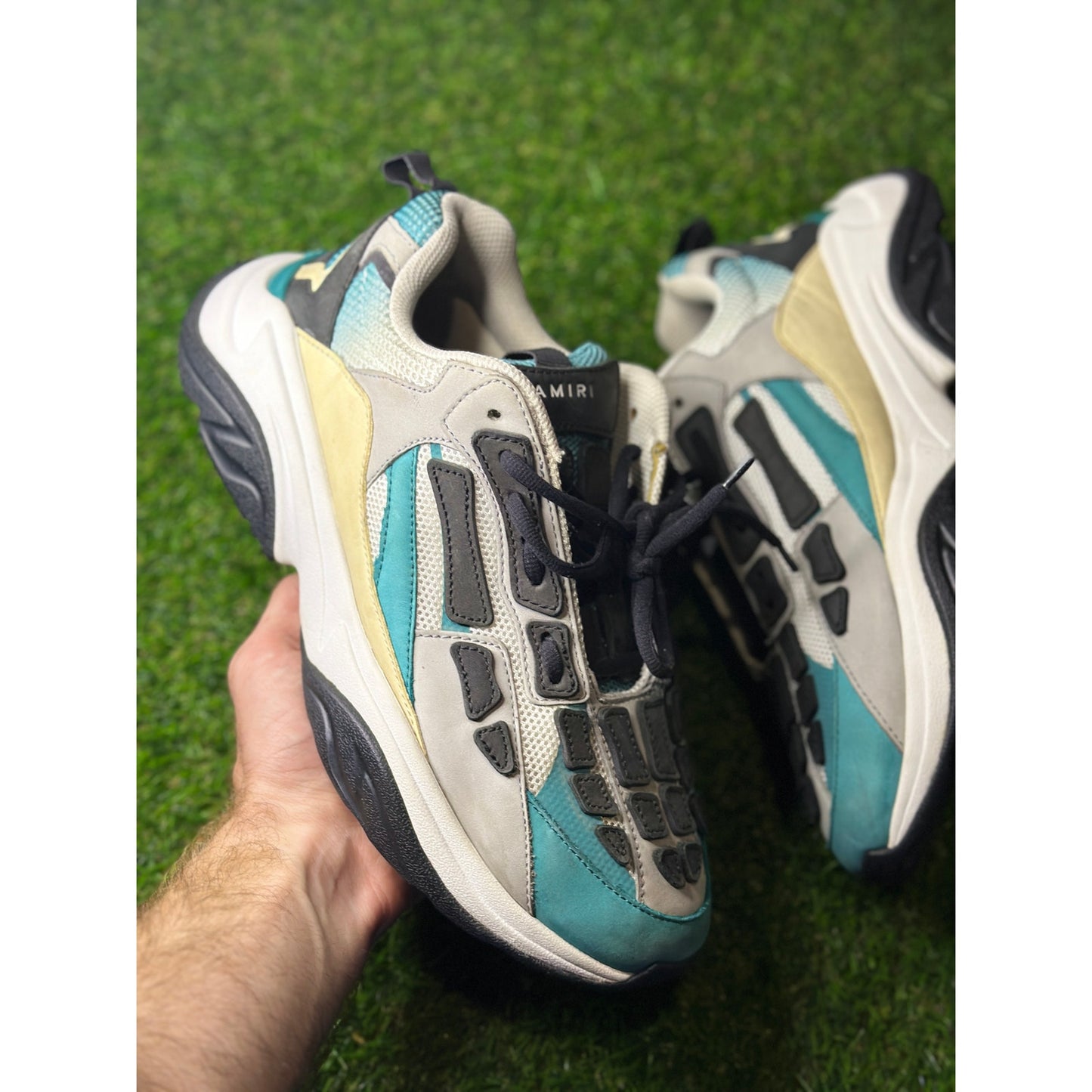 Size 9 - Amiri Teal and Black Bone Runner Sneakers