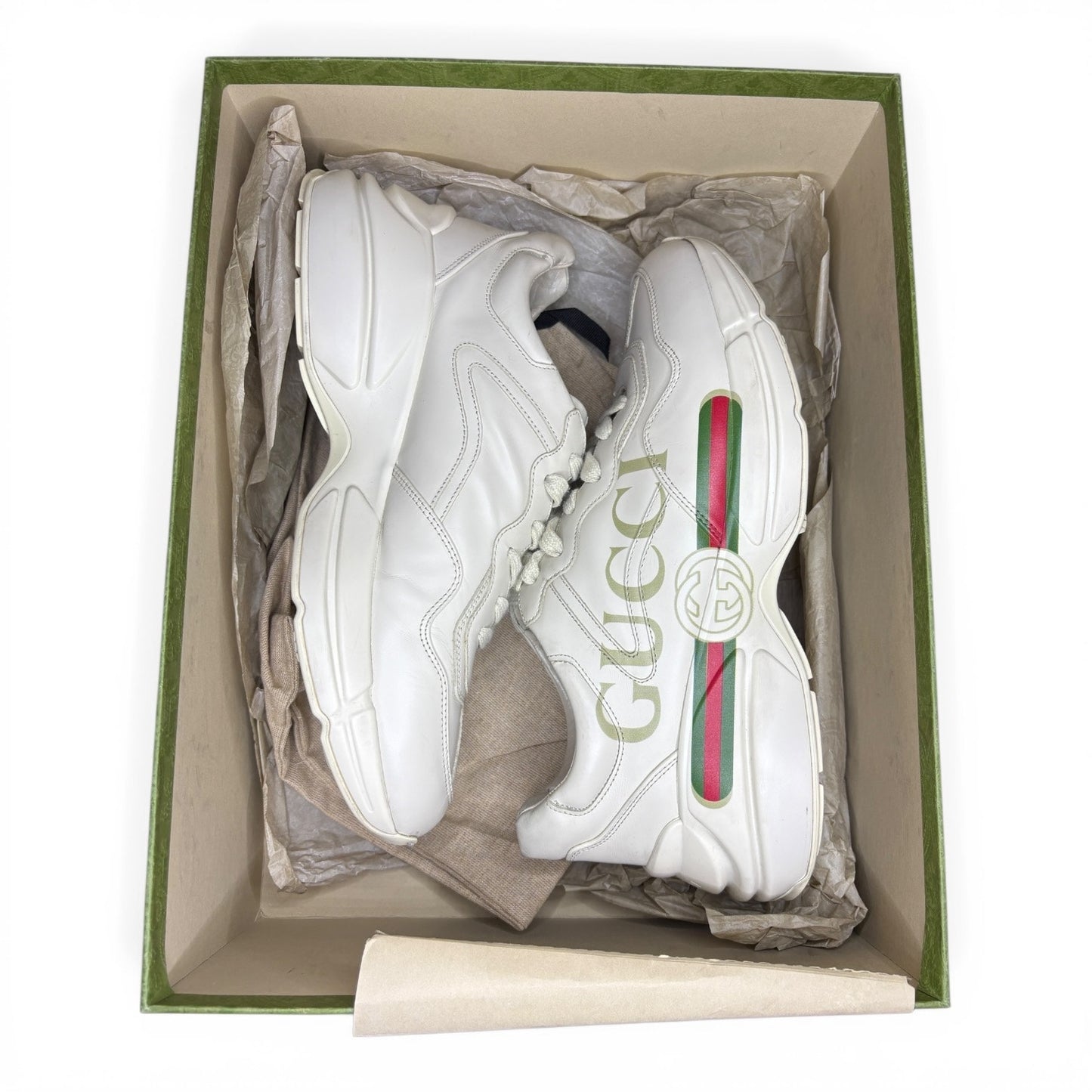 Gucci Rython White Logo Sneaker Sneakers | 8.5G