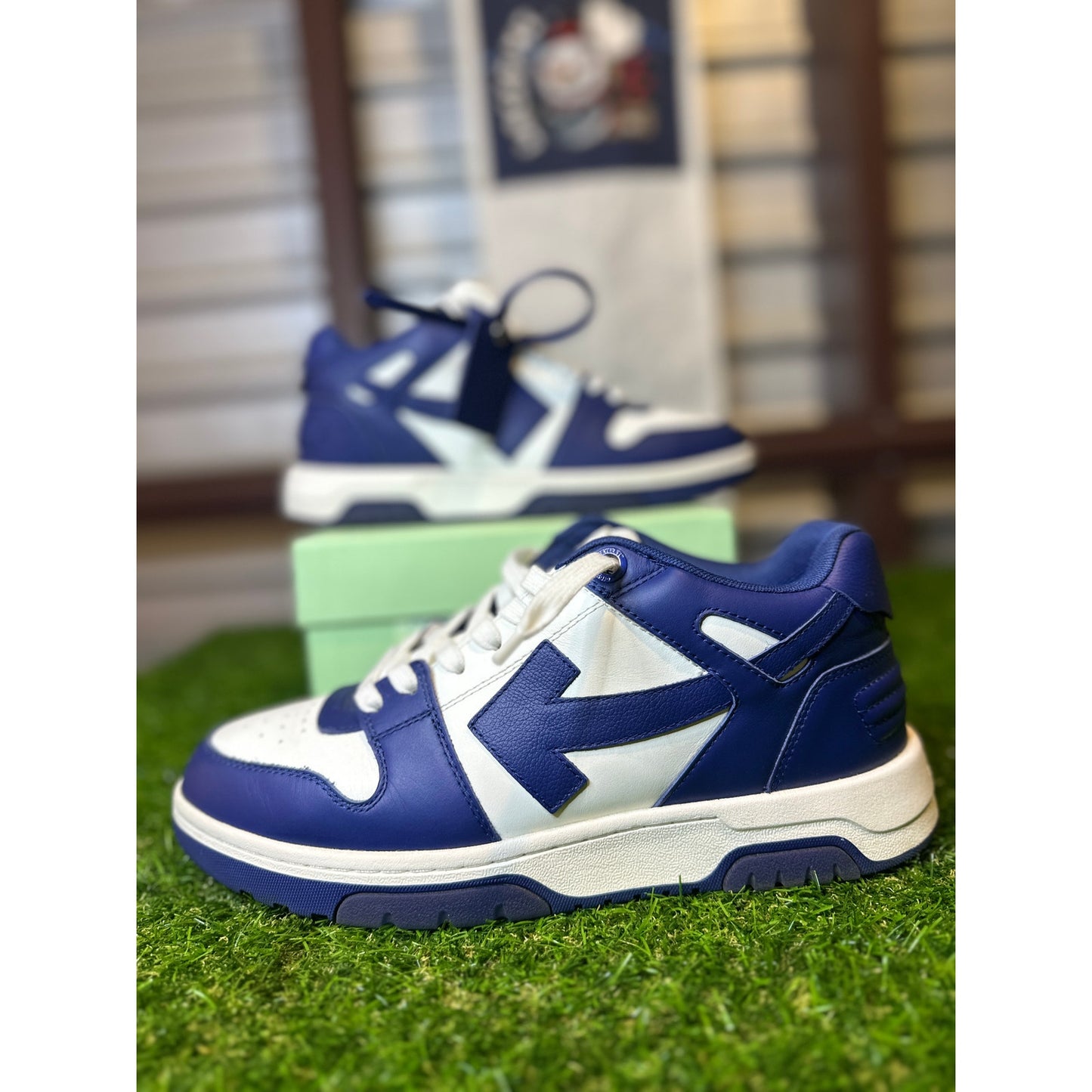 Size 9 - OFF-WHITE Out Of Office Low Tops Dark Blue White