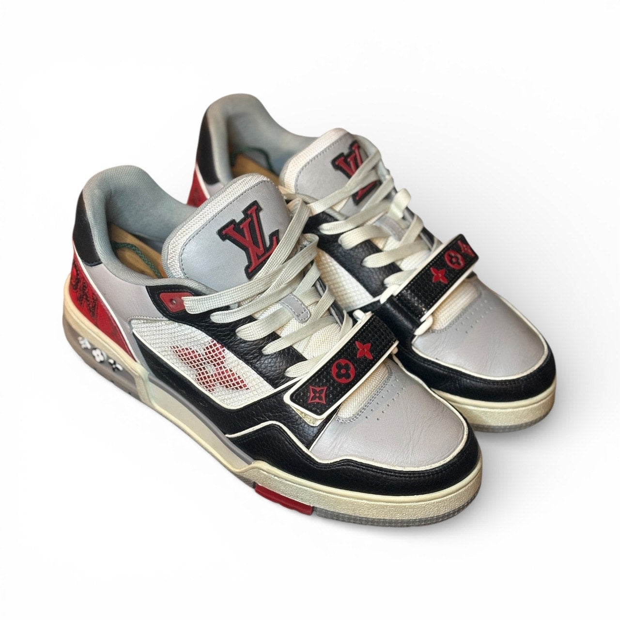 Louis Vuitton Trainer Strap Black Grey Red 1AC4ZU | Size 7LV