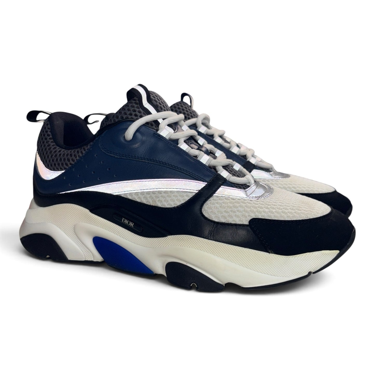Dior B22 Reflective Navy Blue Black Sneakers | Size 44(11US)