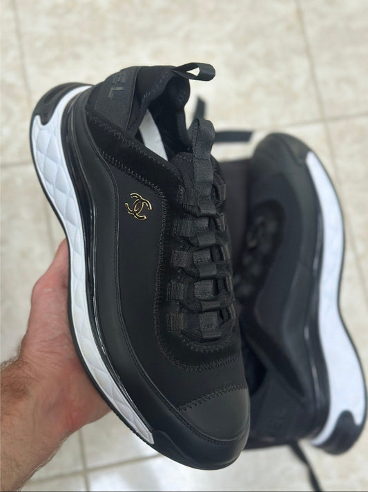 Size 9 - Chanel Men's Interlocking CC Logo Suede Sneakers