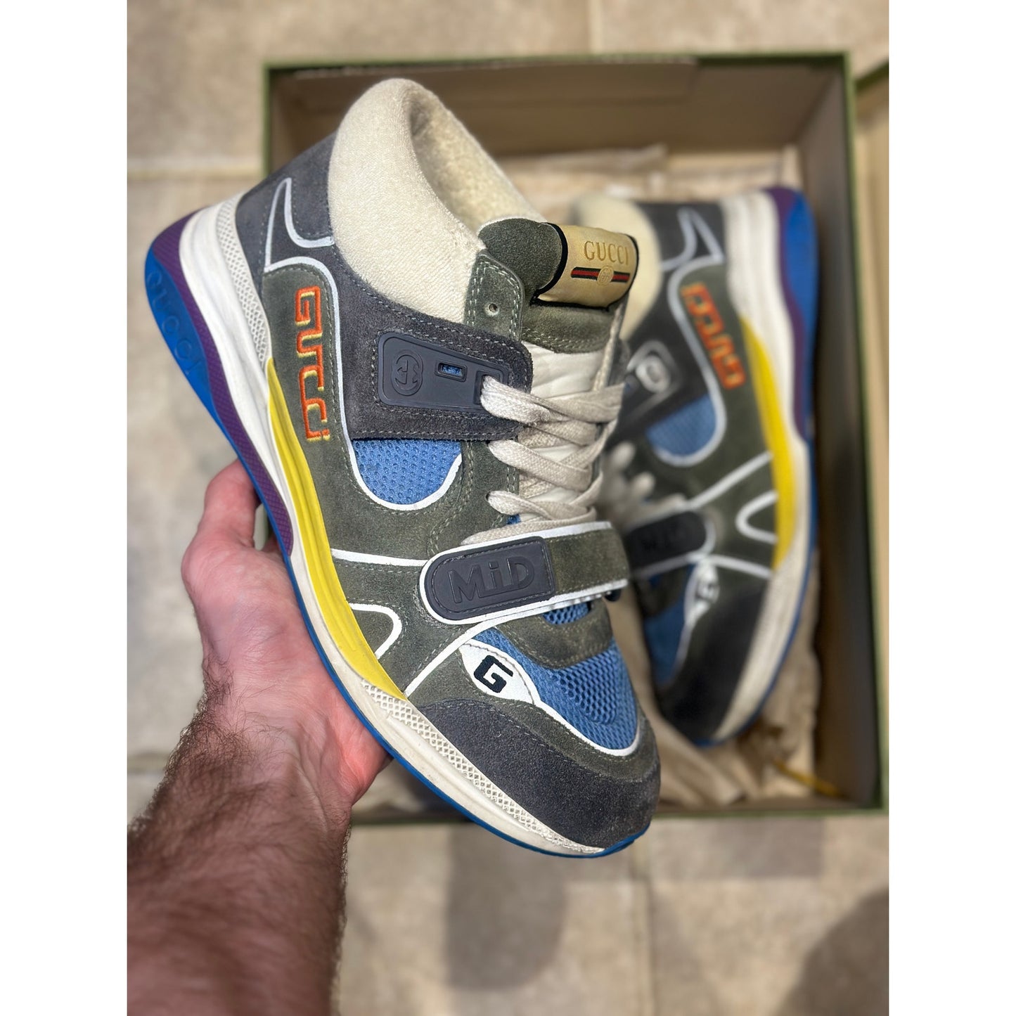 Gucci Ultraspace Mid “Black Grey” multicolor Sneakers | Size 8US