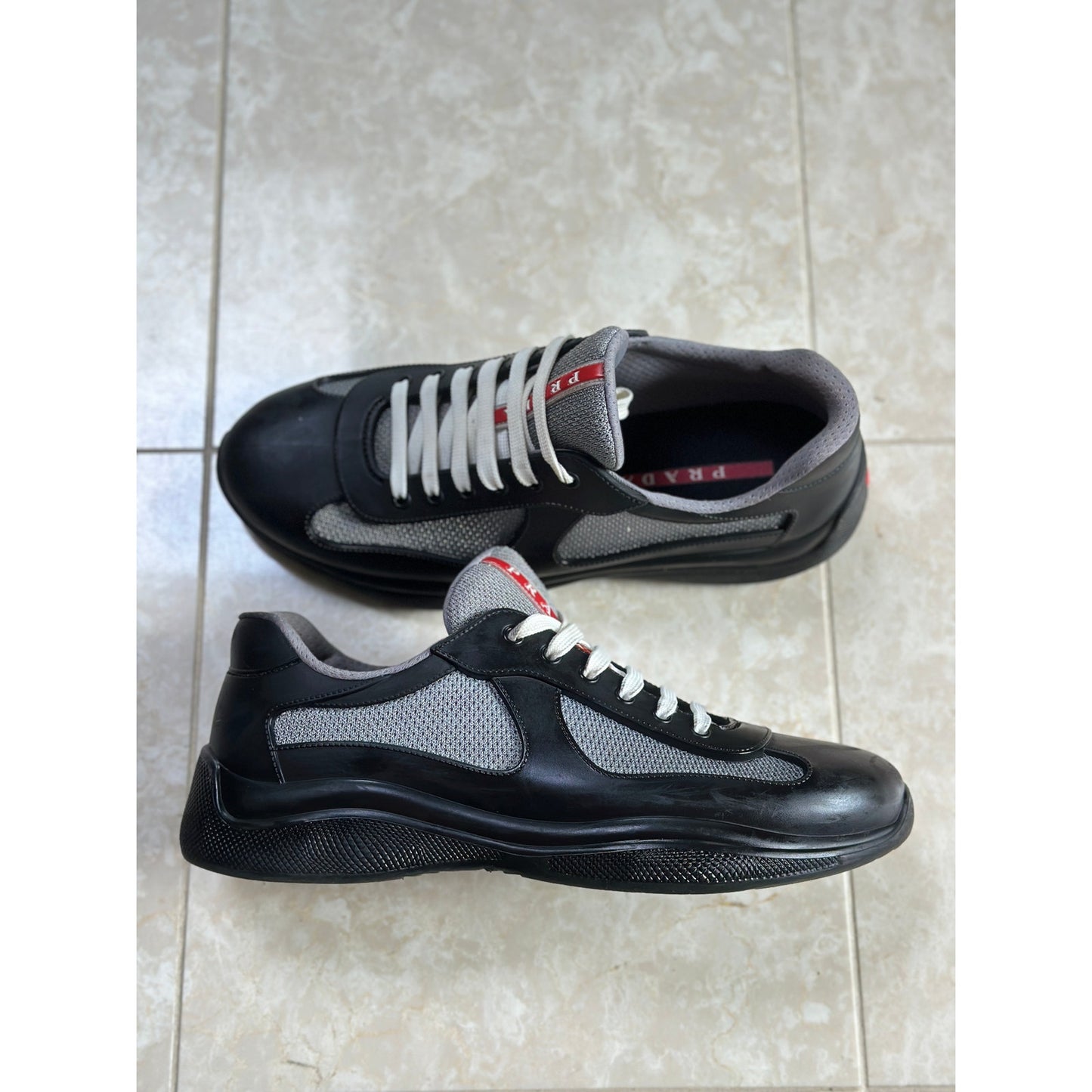 Size 10 - Prada America's Cup Black Soft rubber and bike fabric sneakers