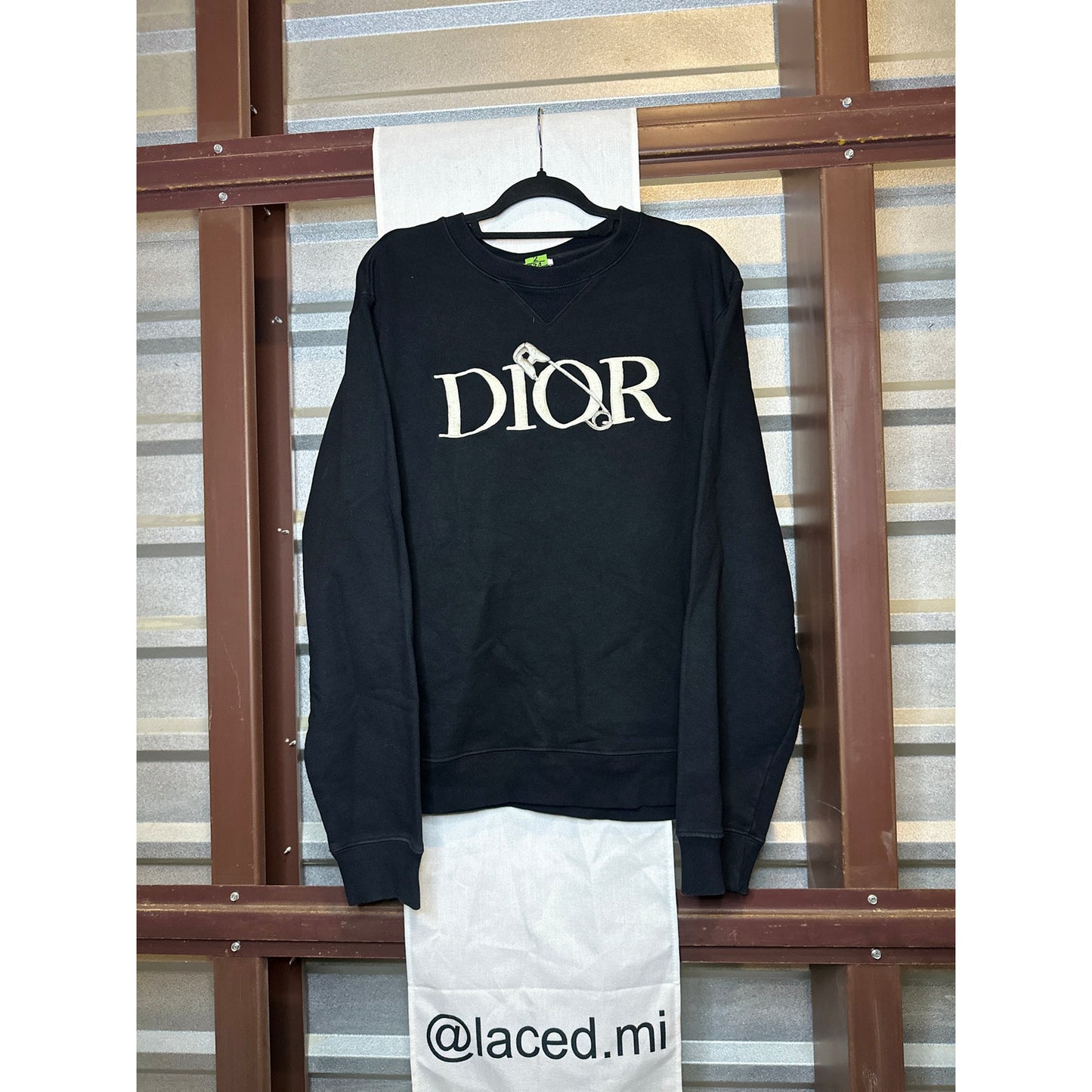Dior x Judy Blame Black Safety Pin Logo Embroidered Crewneck