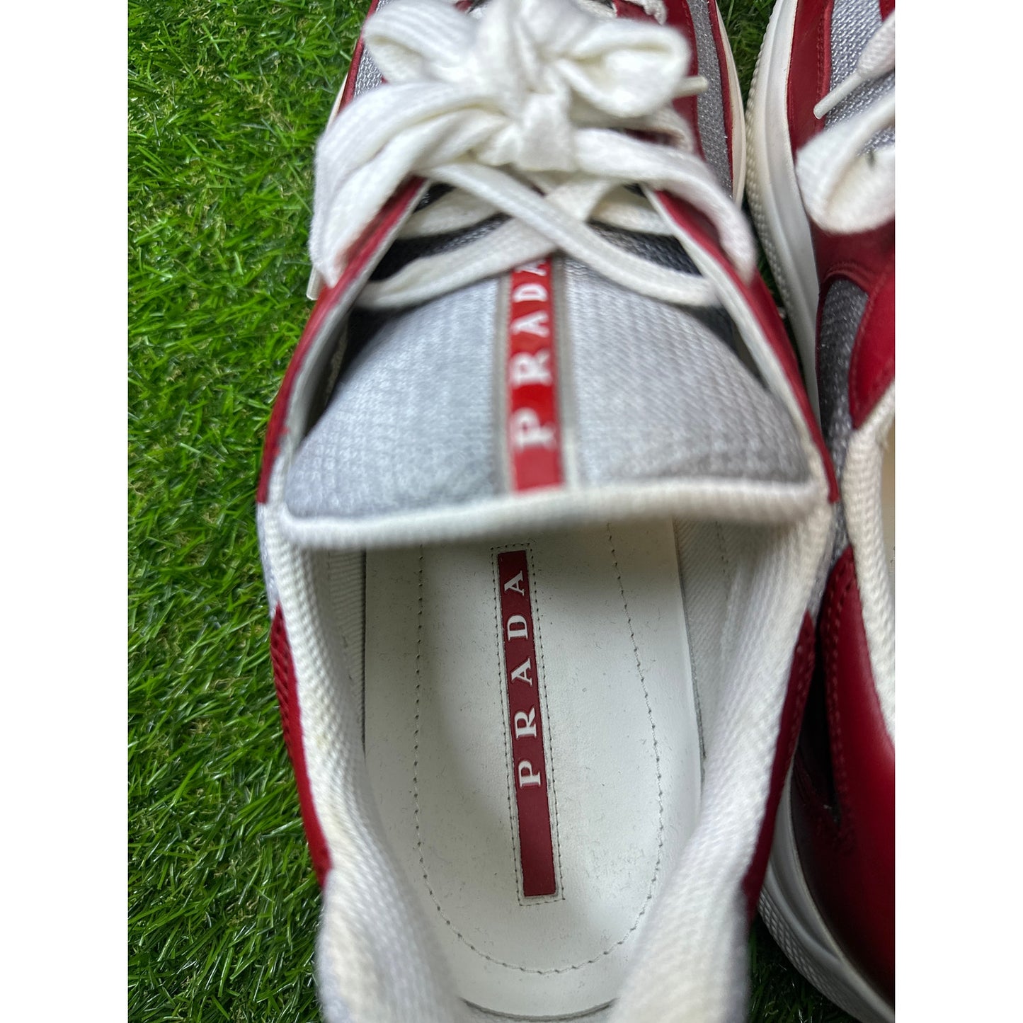 Prada America's Cup Red Leather Sneakers | Size 11UK / 12US