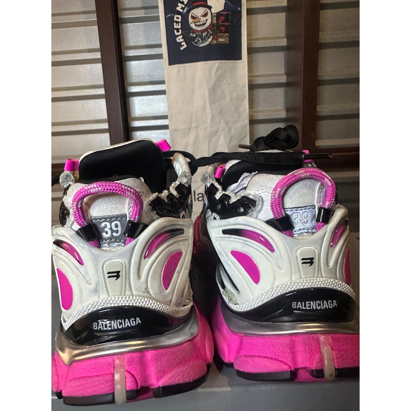 Balenciaga Women's Runner Sneaker in Silver/black/neon-pink