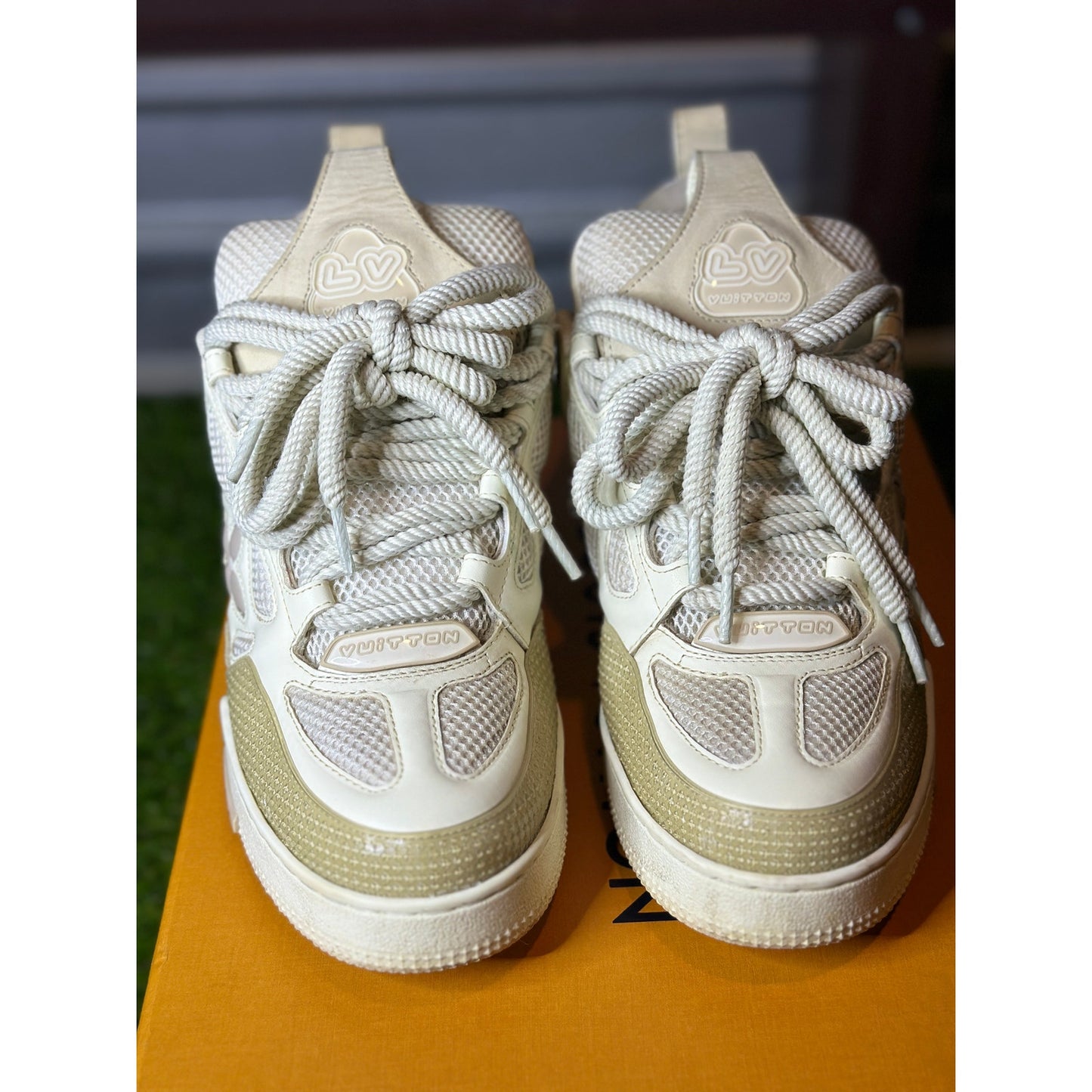 Louis Vuitton LV Skate Sneakers Beige White Leather Suede
