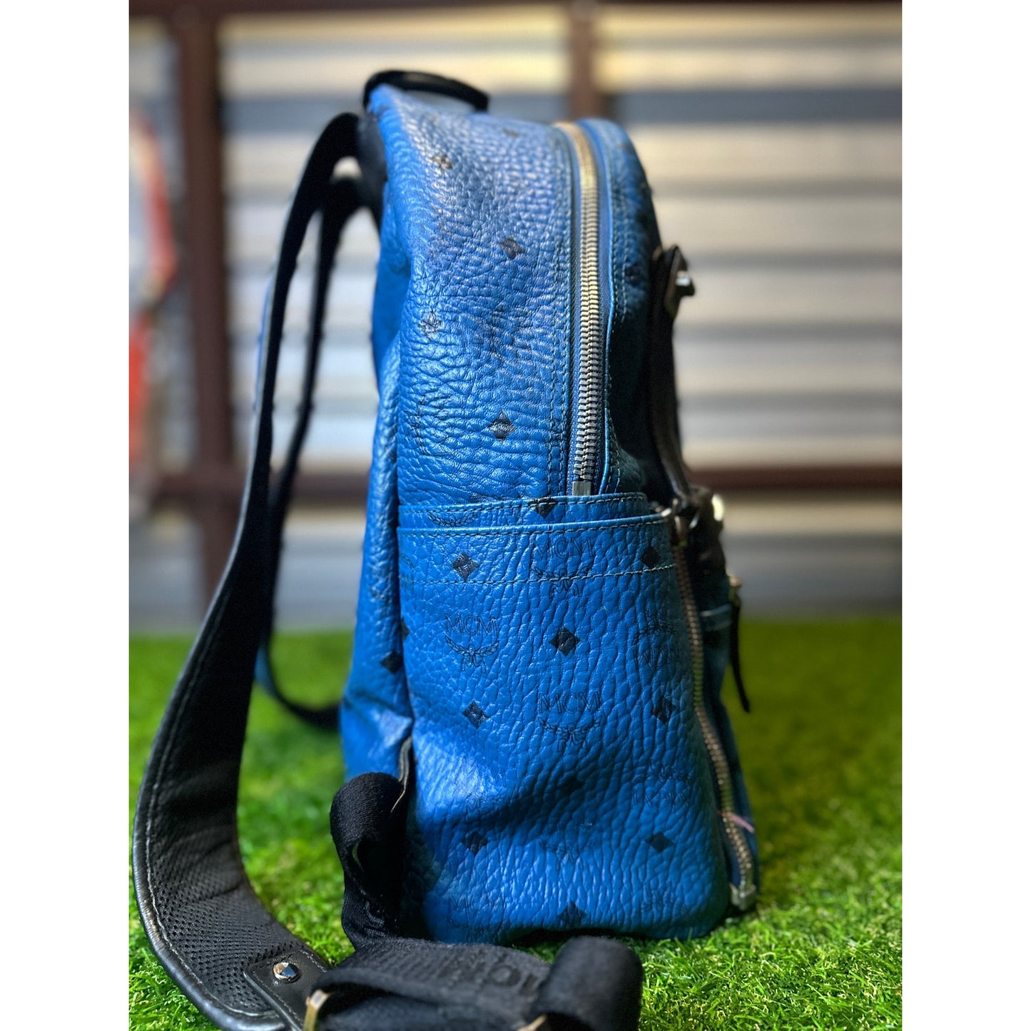 MCM Blue Rockstud Backpack
