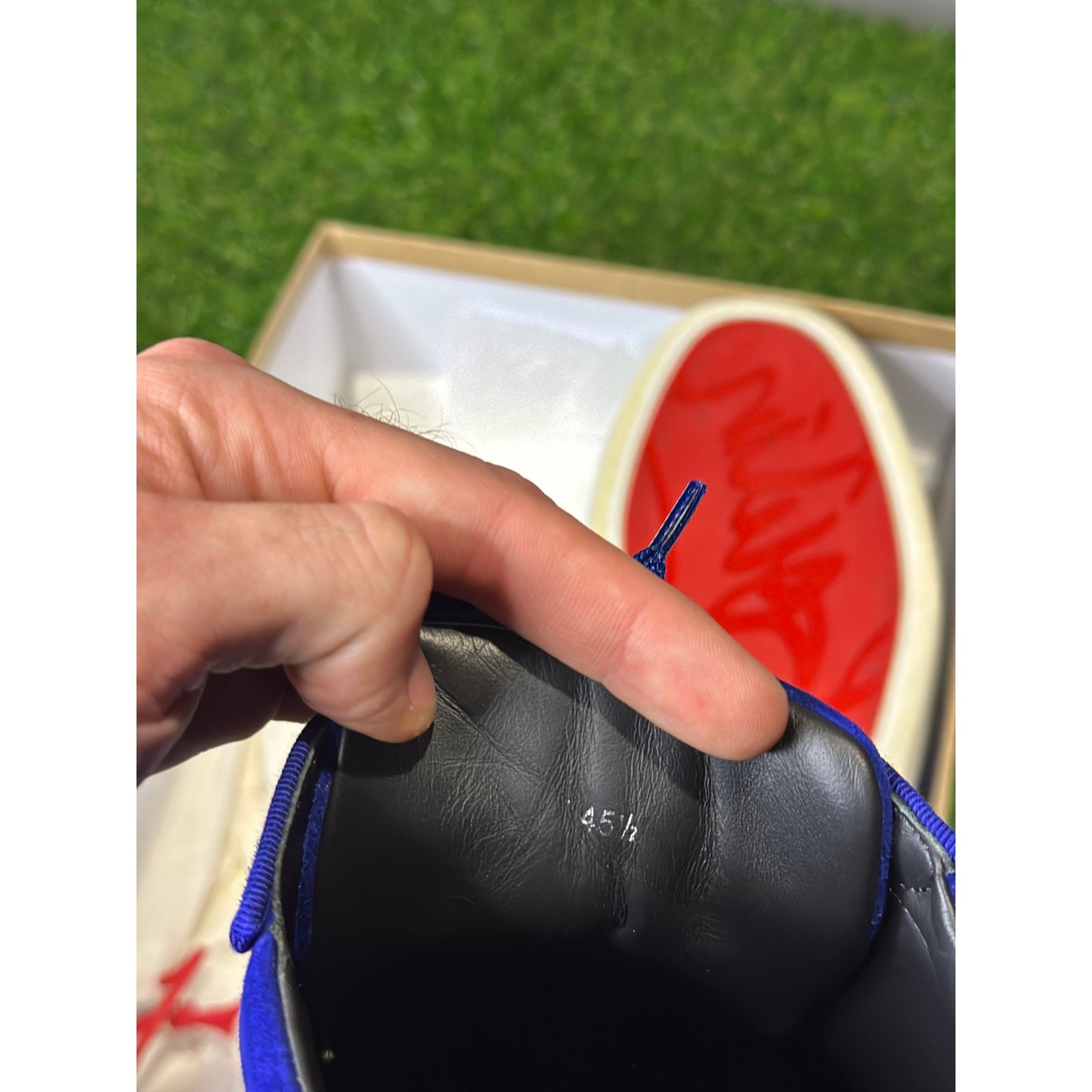 Christian Louboutin Blue Suede Low Top Sneakers | 12.5US