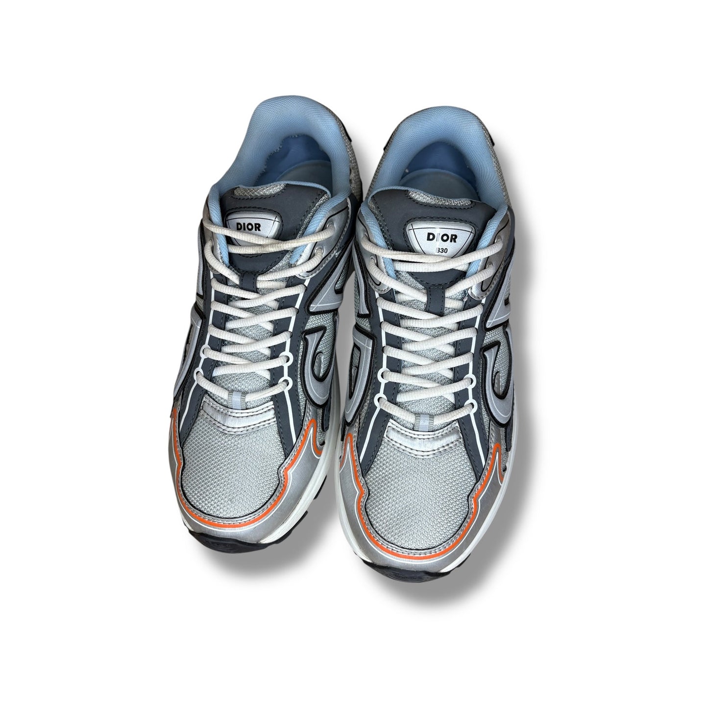 Dior B30 Silver Grey Blue Orange Sneakers | Size 44 (11US)