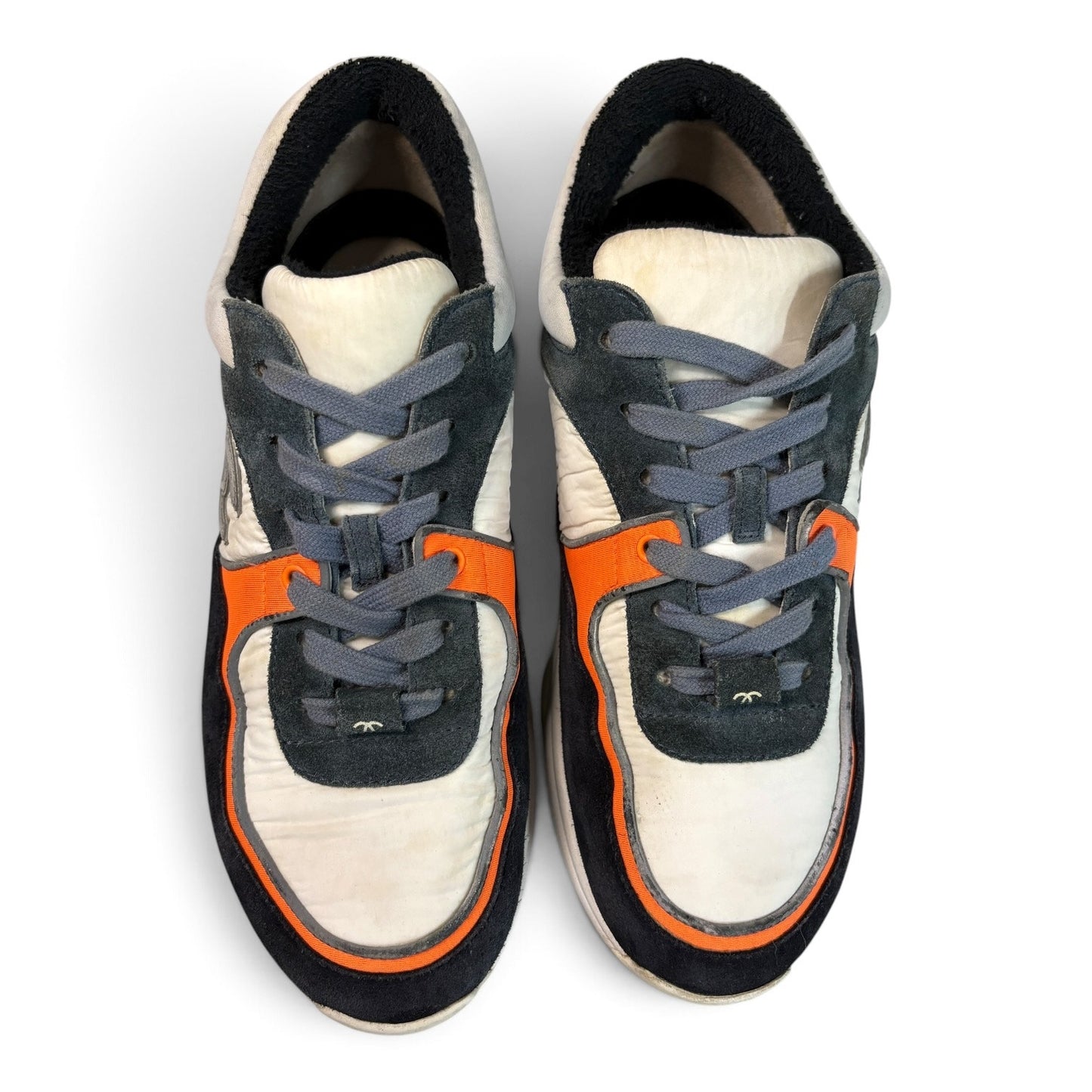 Chanel CC Interlocking Blue / Orange Sneakers | Size 36.5
