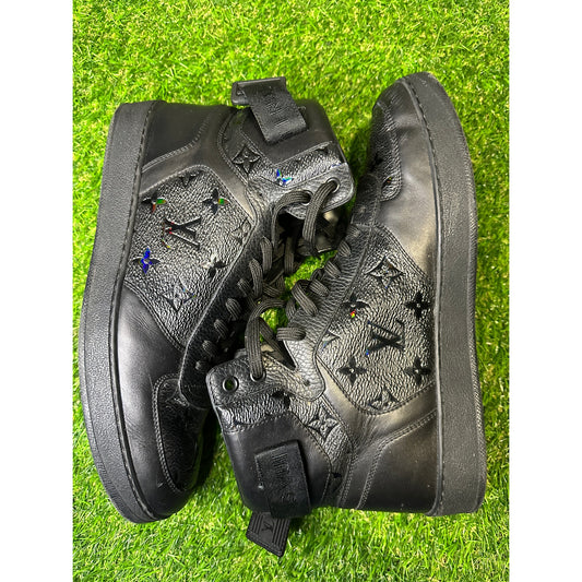 Louis Vuitton Black Rivioli High-Top Monogram Sneakers