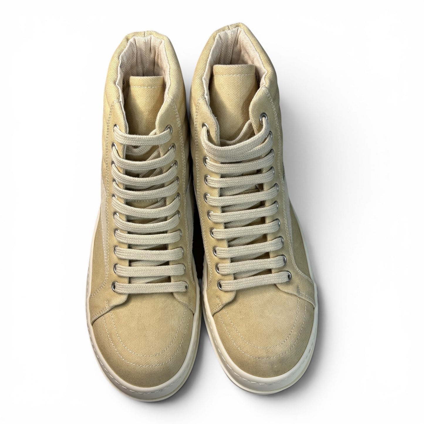Rick Owens Beige & White Vintage High Top Sneakers | Size 40