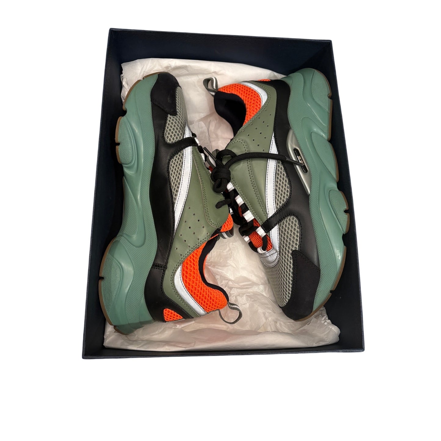 Size 10 - Dior B22 Reflective Khaki Olive Orange Sneakers