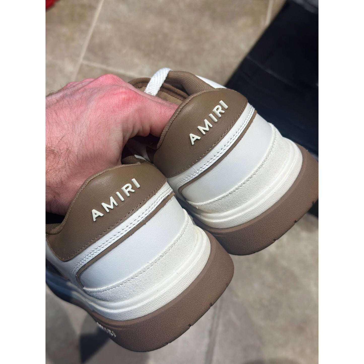Size 9 - Amiri Mens Classic Low “White Brown”