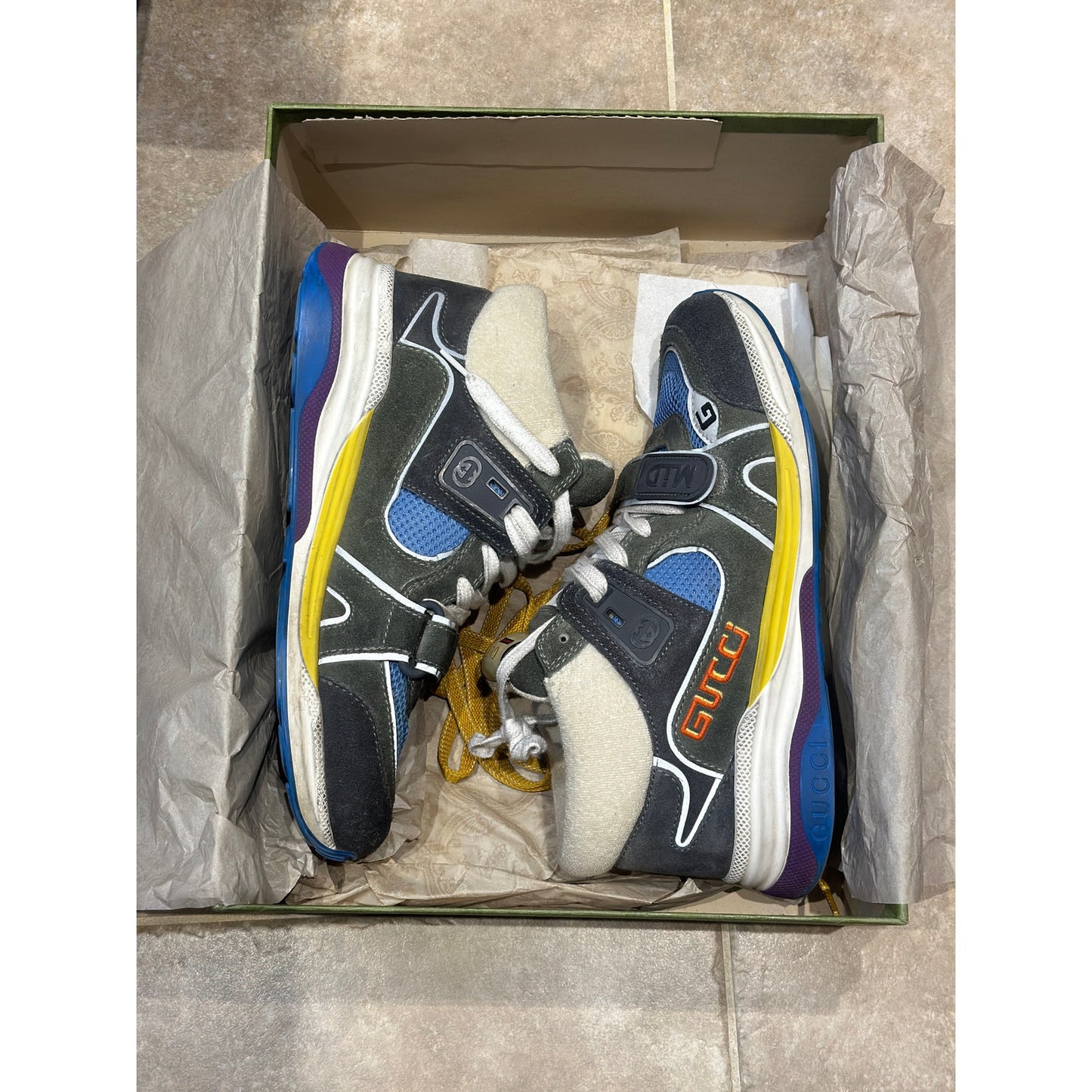 Gucci Ultraspace Mid “Black Grey” multicolor Sneakers | Size 8US