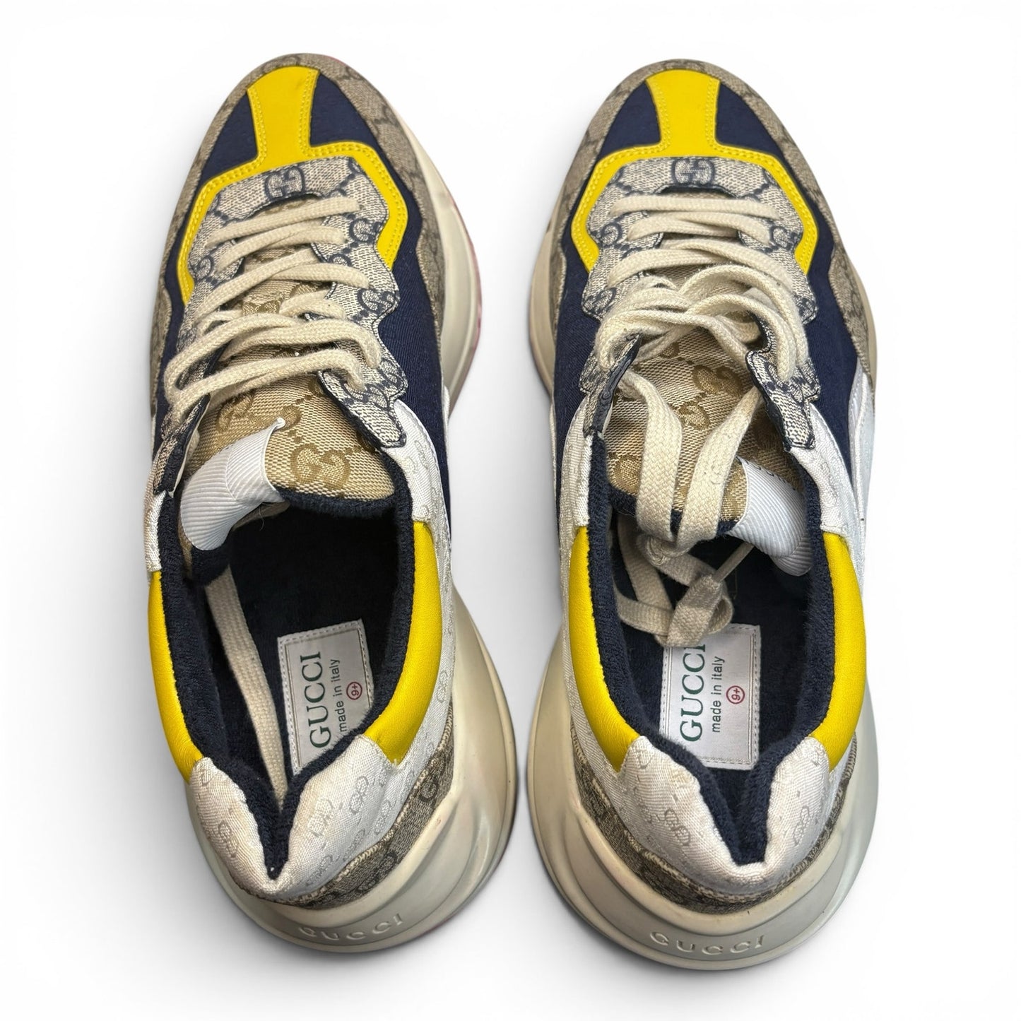 Gucci GG Rython ‘Beige White Yellow’ Monogram Sneaker | 9.5G