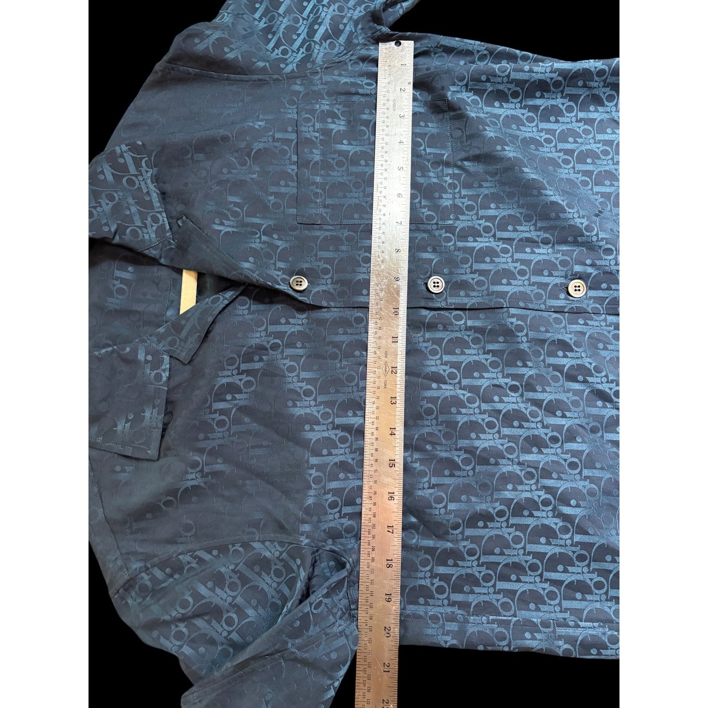 Dior Oblique Blue Silk Cotton Short Sleeve Buttonup Shirt 37