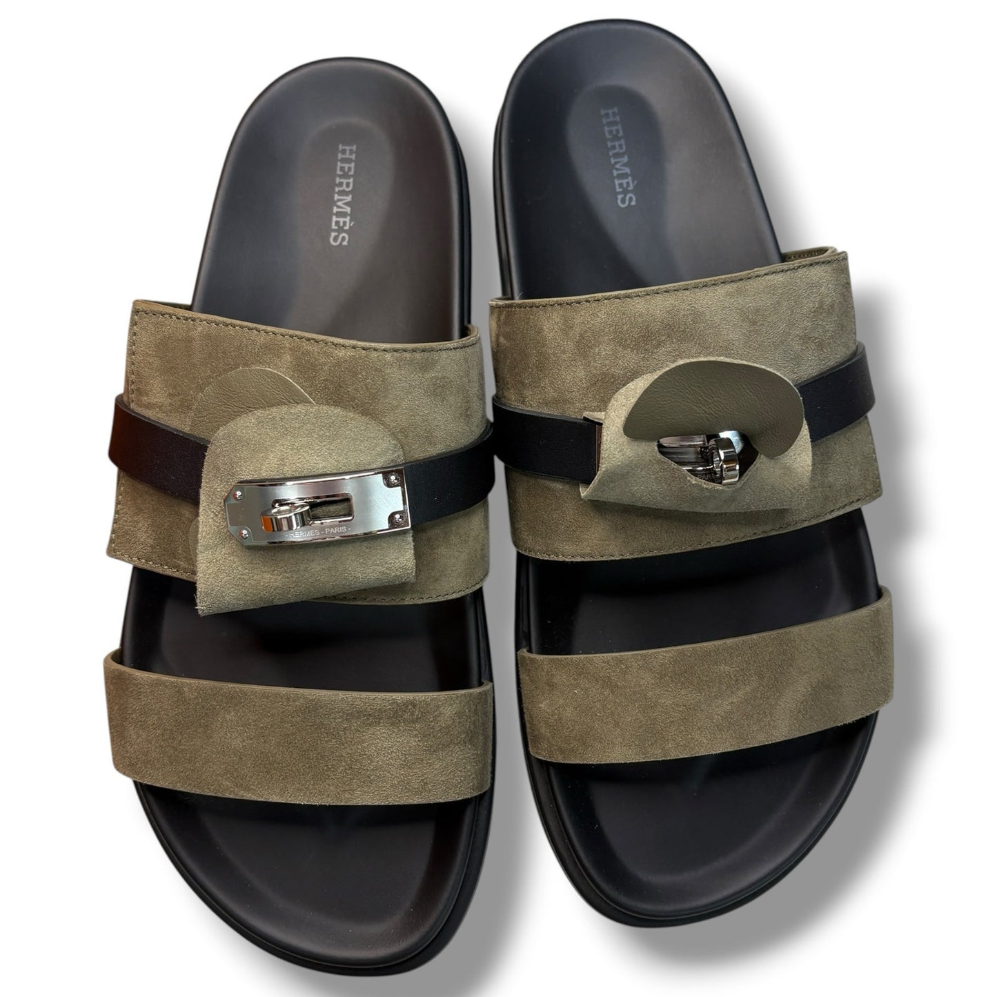 Hermès Jackson sandals in Vert Toundra suede goatskin 9.5US