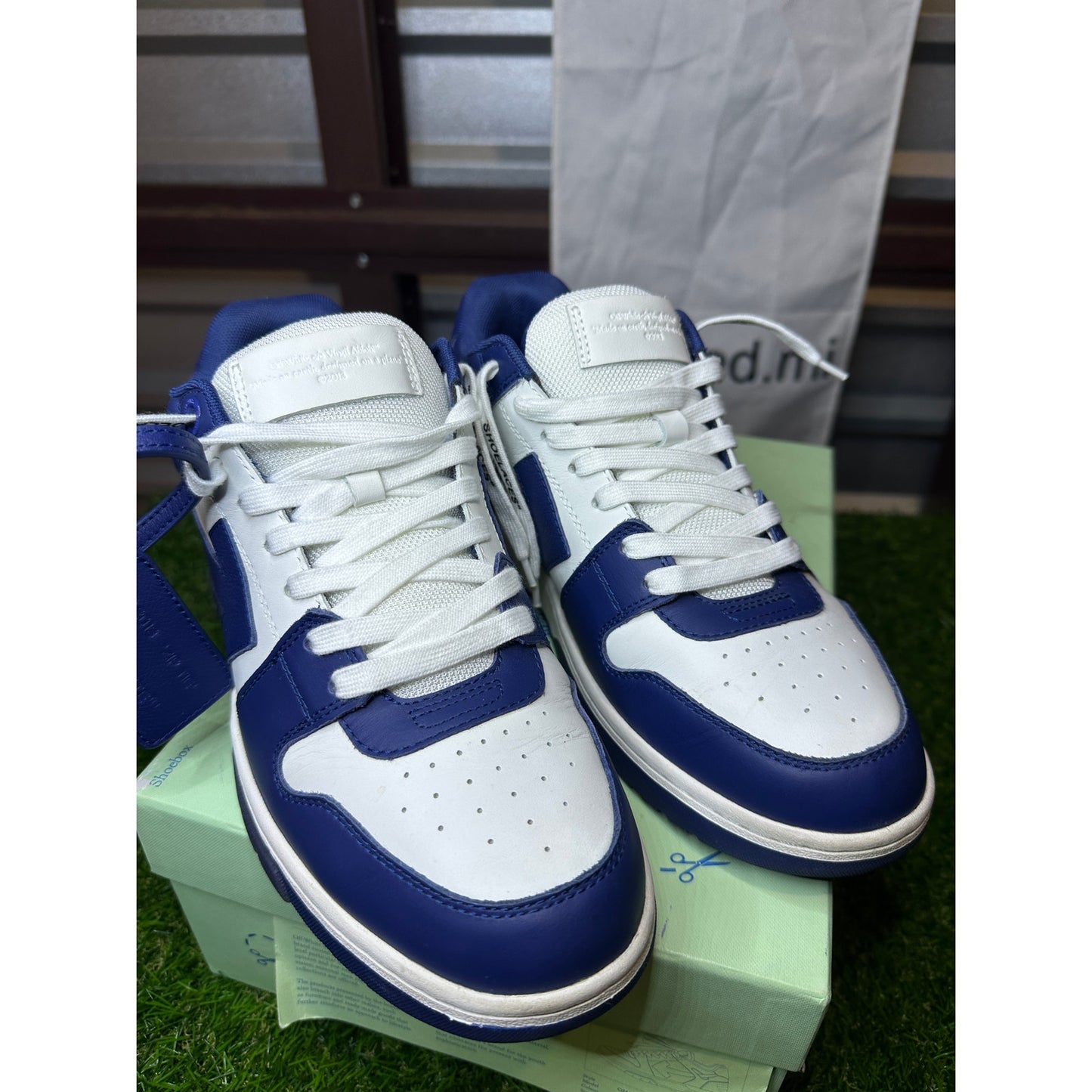 Size 9 - OFF-WHITE Out Of Office Low Tops Dark Blue White