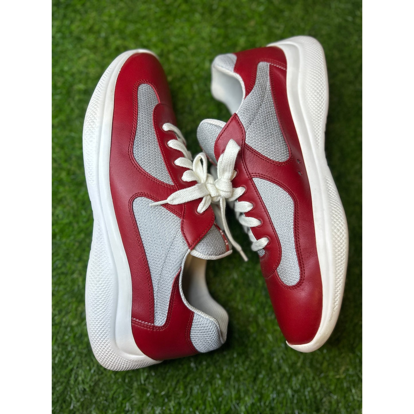 Prada America's Cup Red Leather Sneakers | Size 11UK / 12US