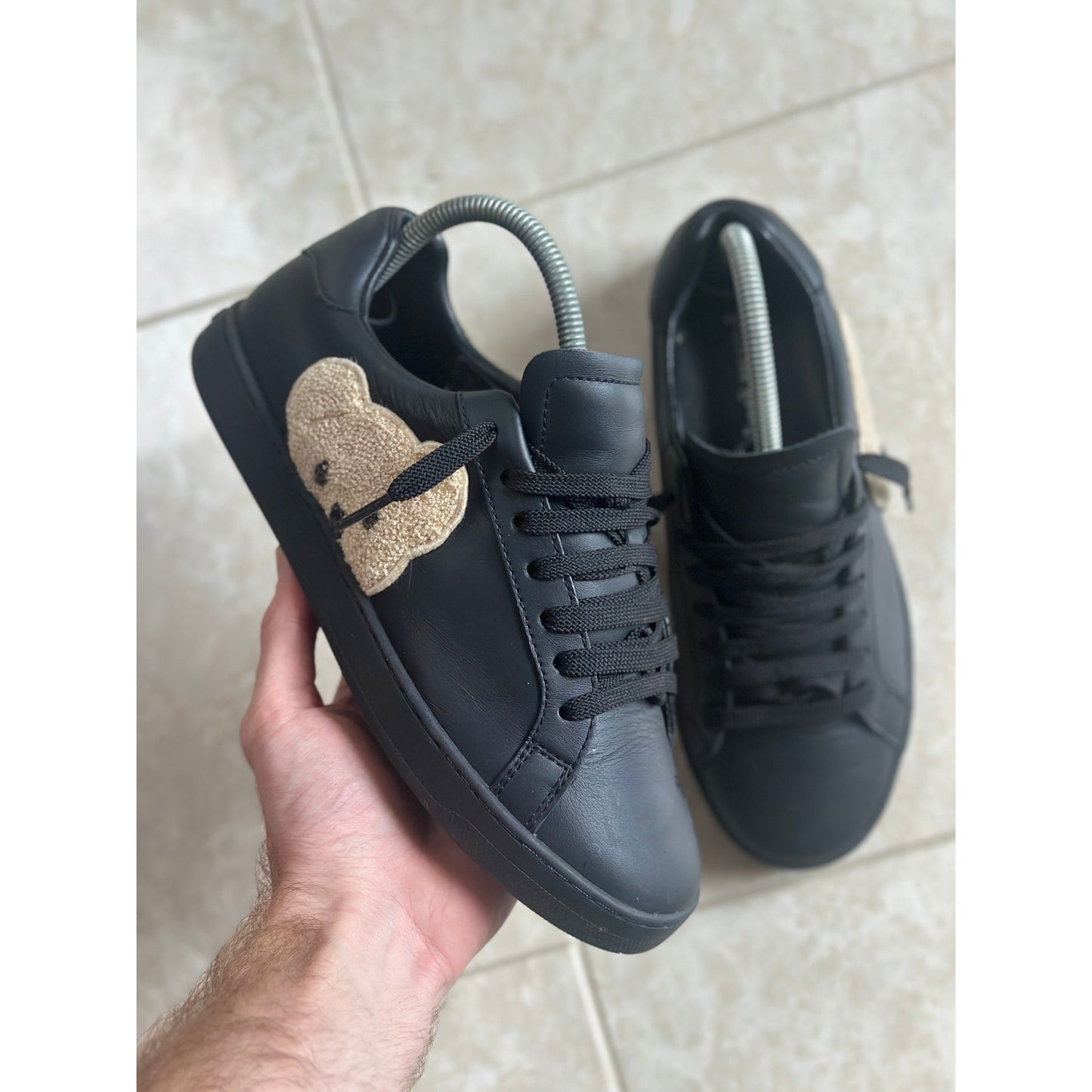 Palm Angels Teddy Bear Lace Up Tennis Sneakers