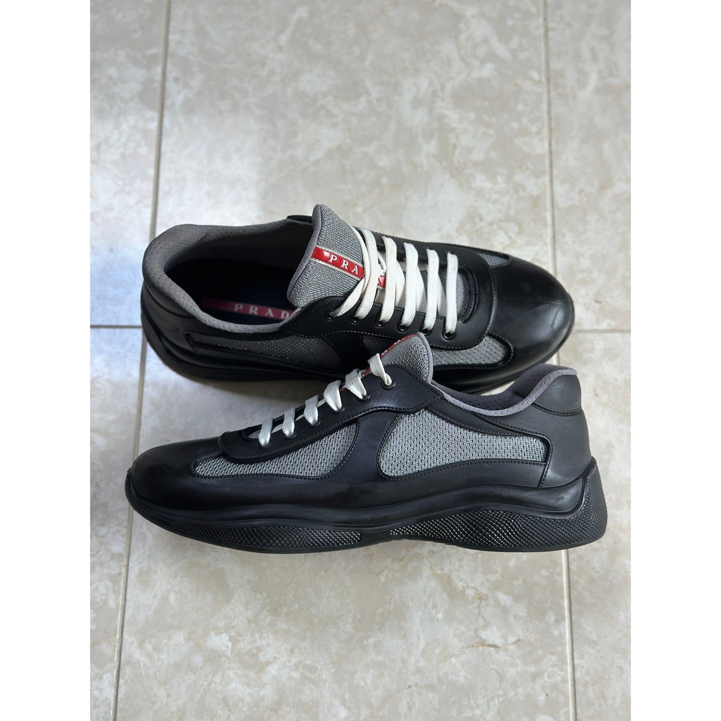 Size 10 - Prada America's Cup Black Soft rubber and bike fabric sneakers