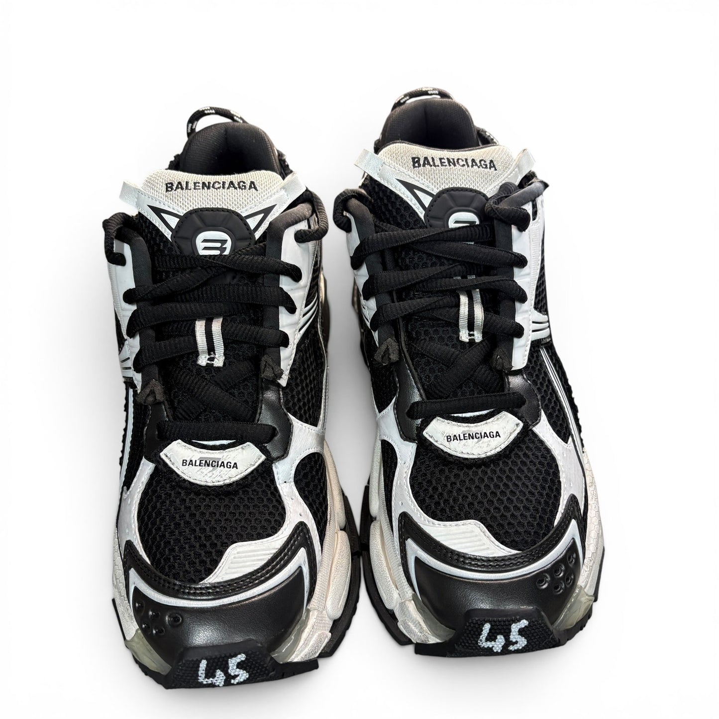 Balenciaga Runner Black & White Track Sneakers | Size 12US