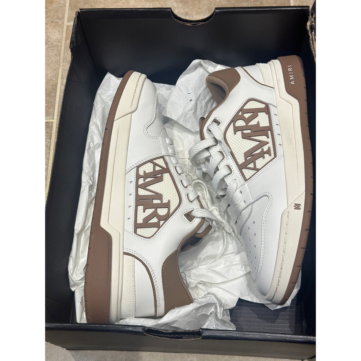 Size 9 - Amiri Mens Classic Low “White Brown”