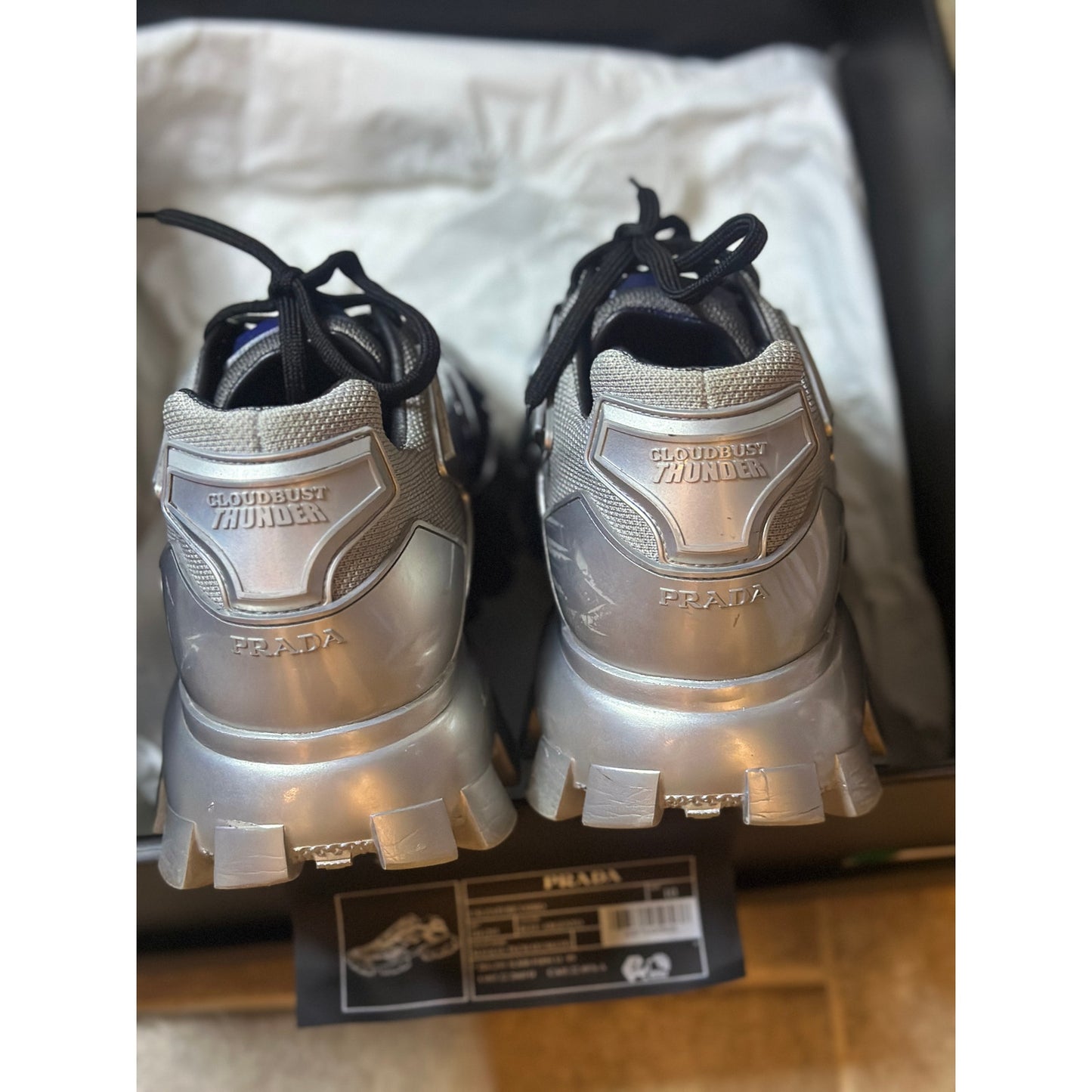 Size 10 - Prada Cloudbust Thunder Knit Anthracite Royal Blue