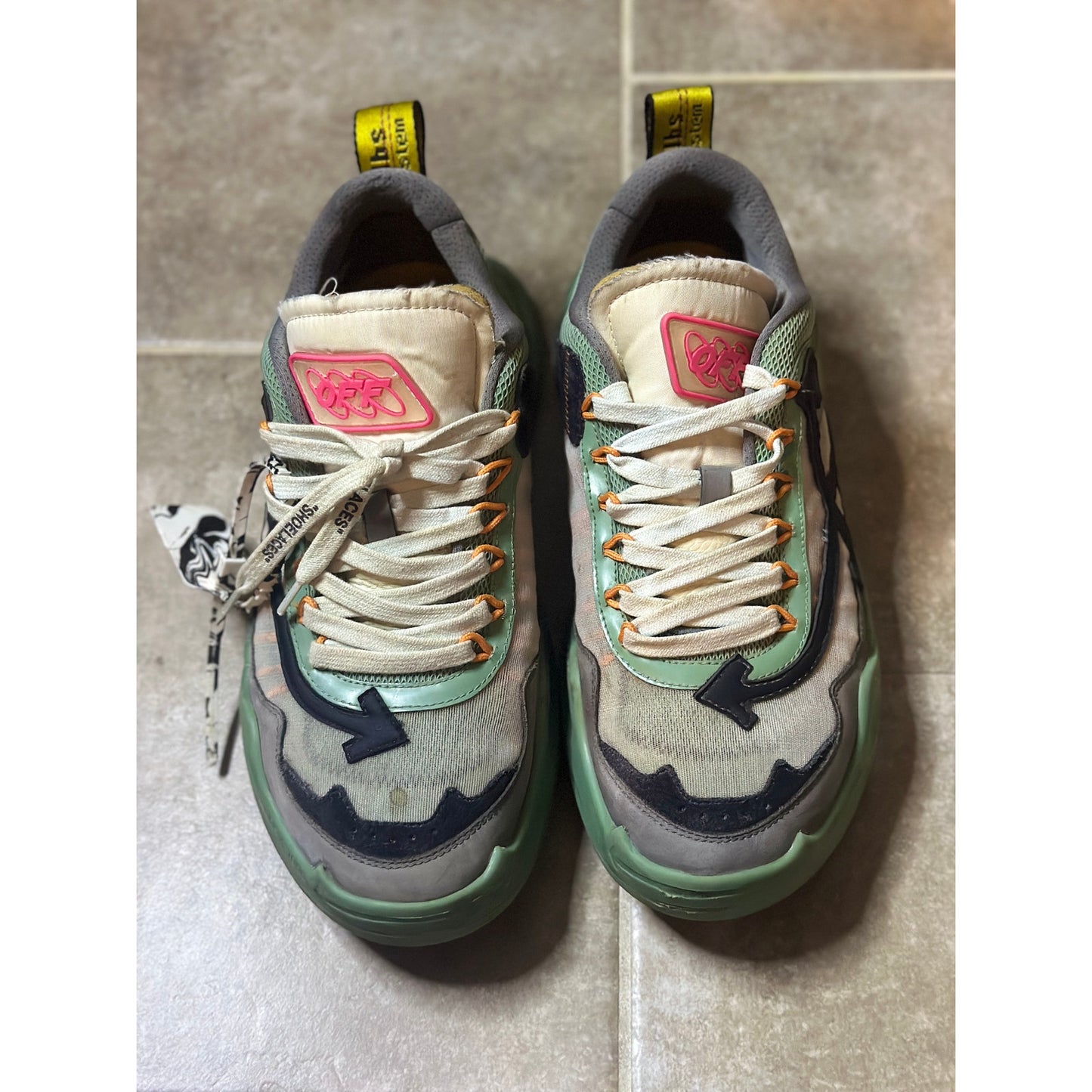 Off-White Odsy-1000 'Green Grey' Athletic Sneakers Men's Size: 11