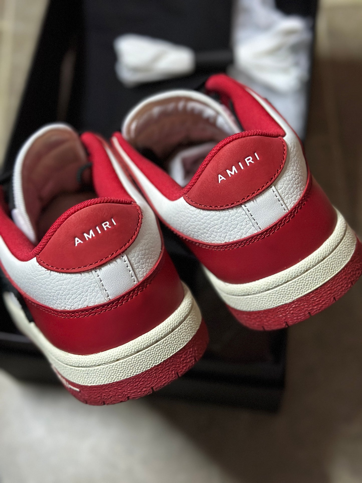 SIZE 10 - AMIRI SKEL-TOP LOW RED SNEAKER