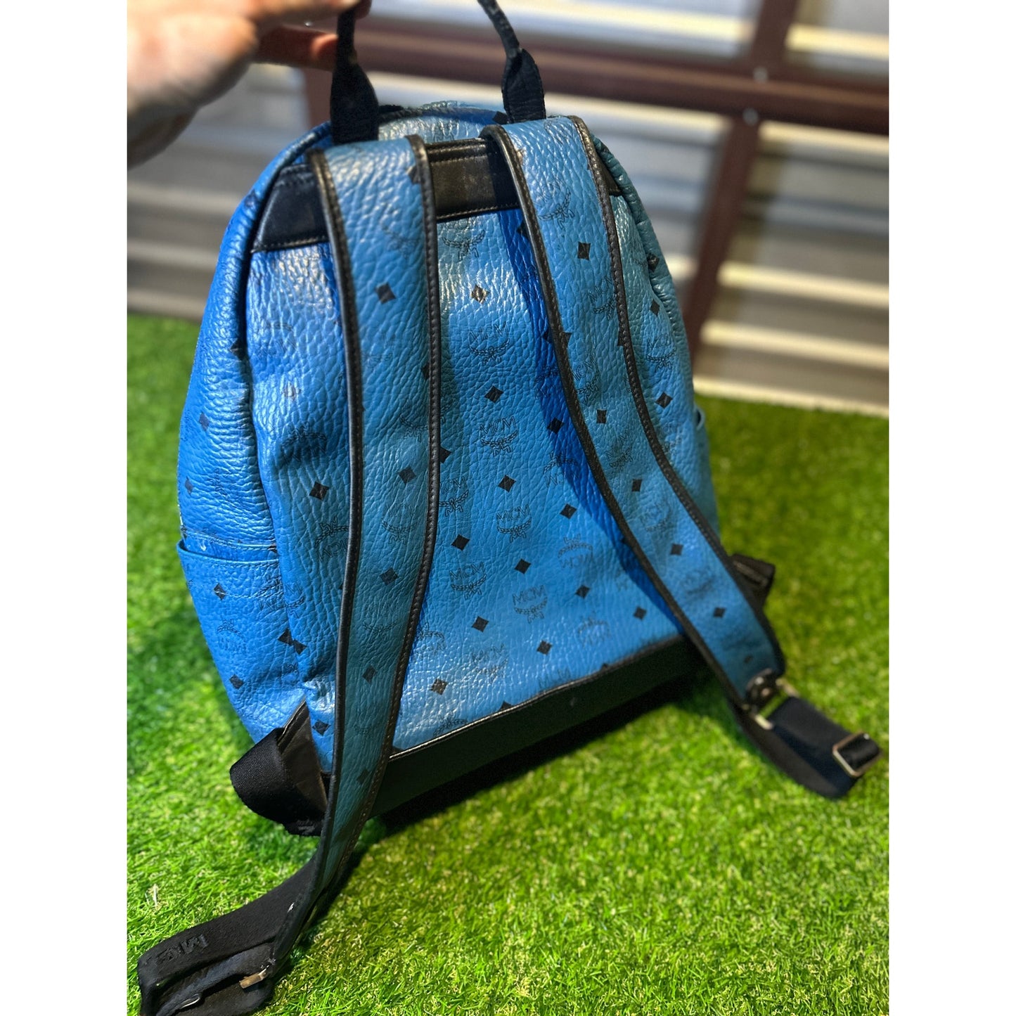 MCM Blue Rockstud Backpack