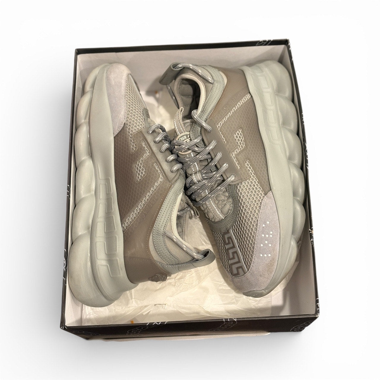 Size 11 - Versace Chain Reaction Gray Sneakers