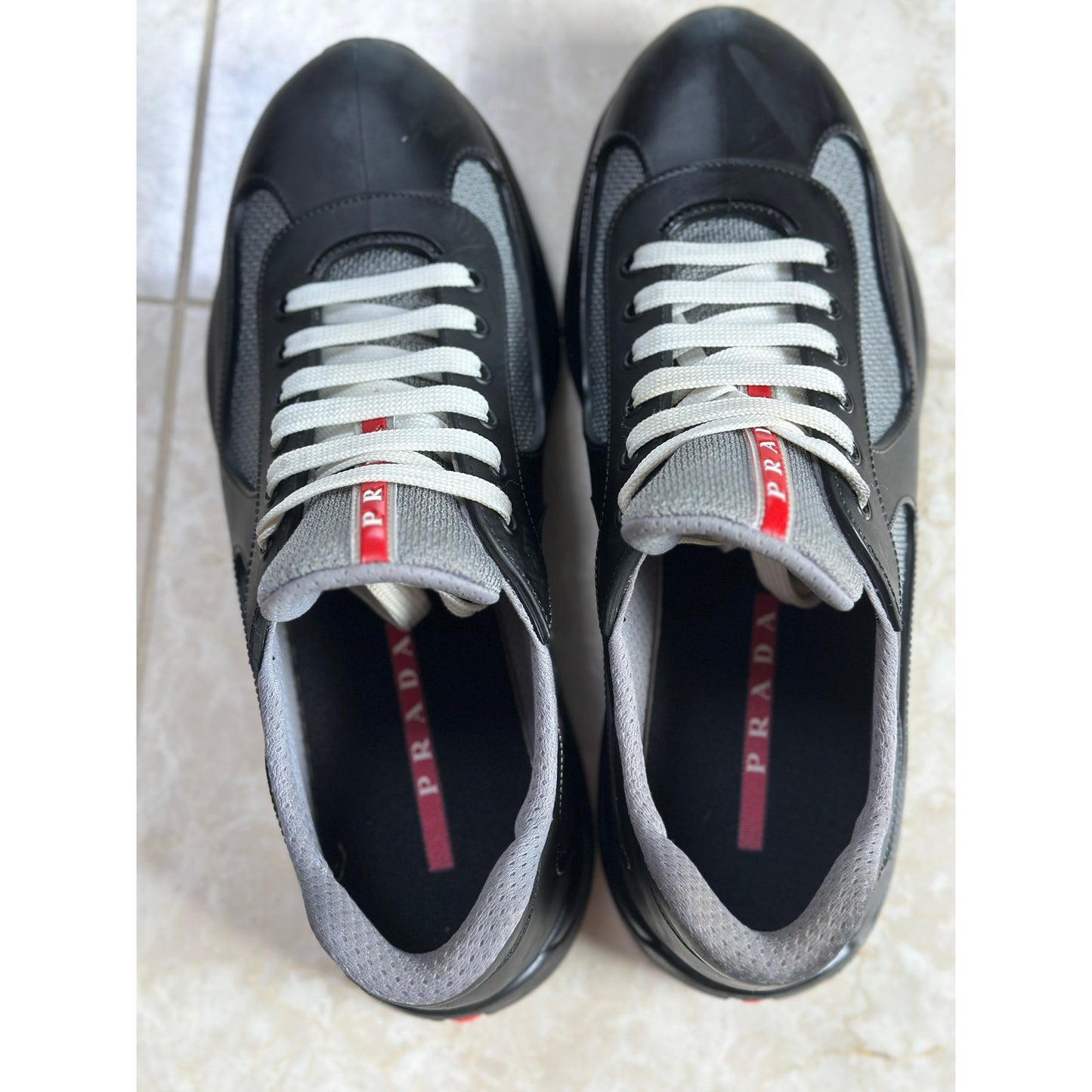 Size 10 - Prada America's Cup Black Soft rubber and bike fabric sneakers