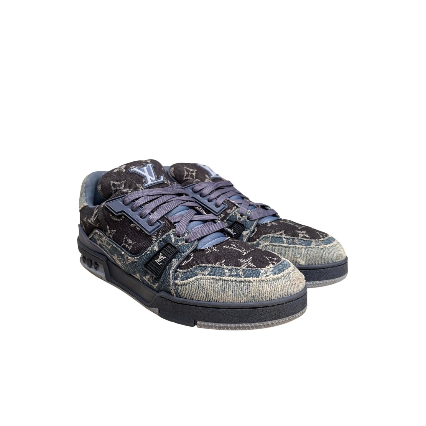 Louis Vuitton Trainers Monogram Blue Denim Mens 9.5 LV