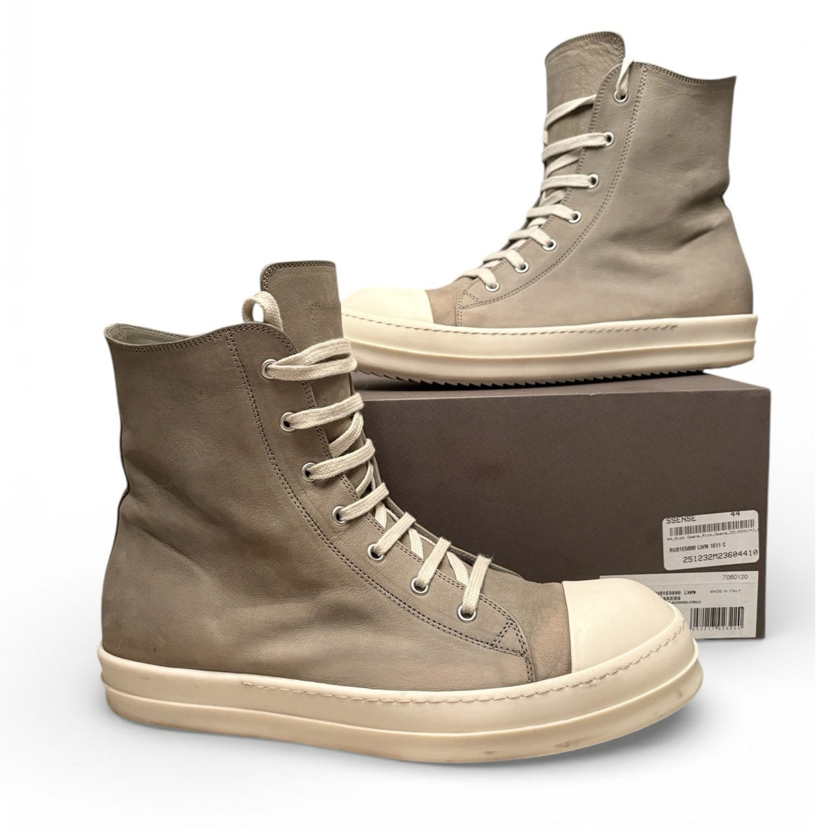 Size 11 - Rick Owens high-top Hollywood Milk Sneakers