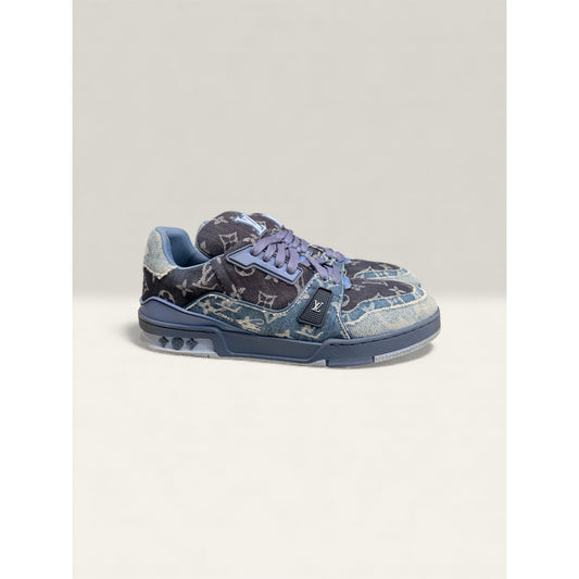 Louis Vuitton Trainers Monogram Blue Denim Mens 9.5 LV