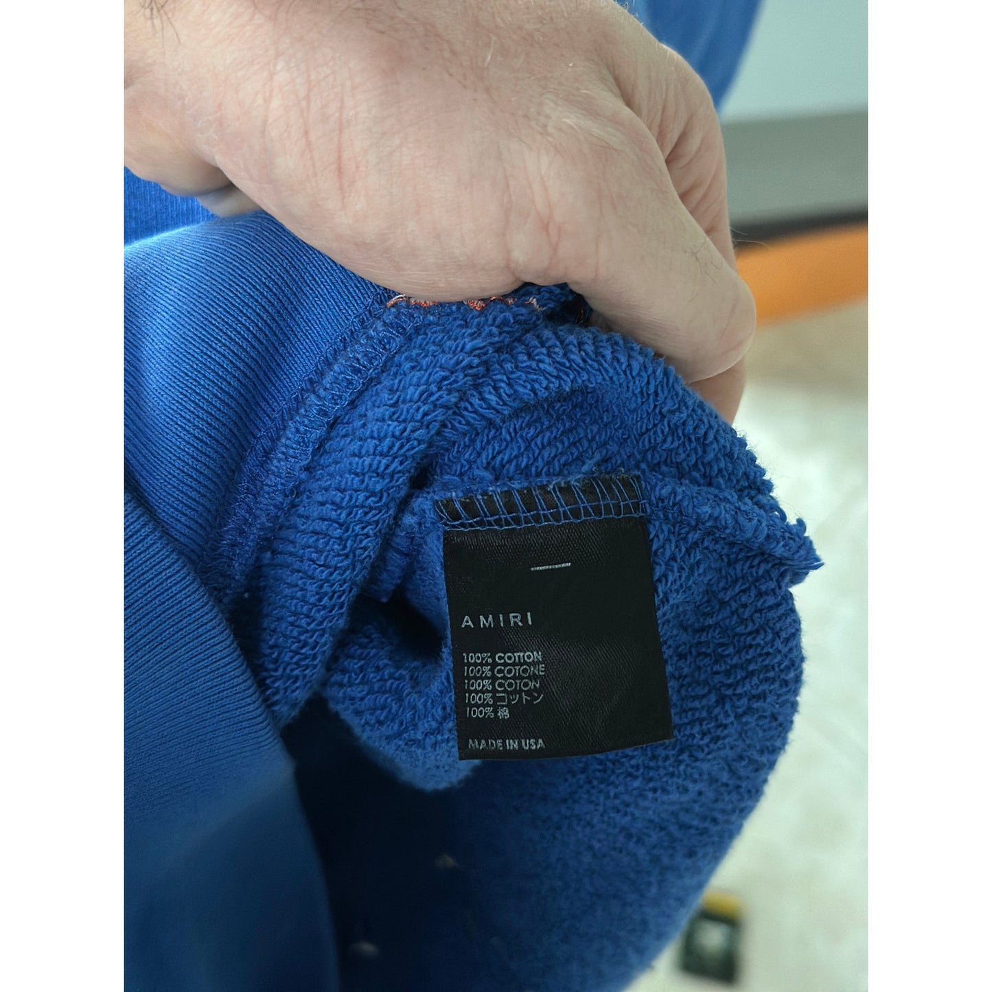 XL - AMIRI Embroidered Paint Drip Core Logo Hoodie Blue