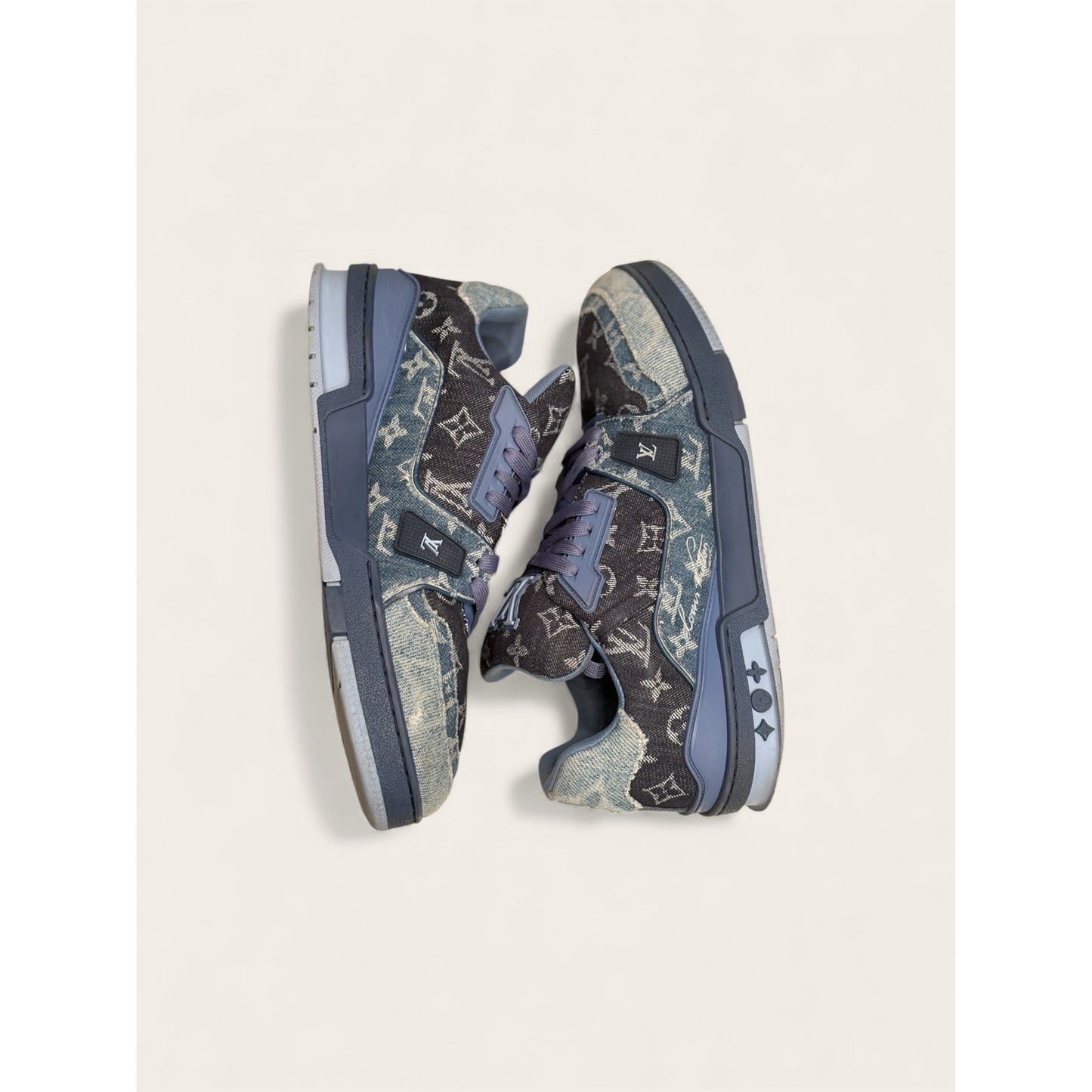 Louis Vuitton Trainers Monogram Blue Denim Mens 9.5 LV