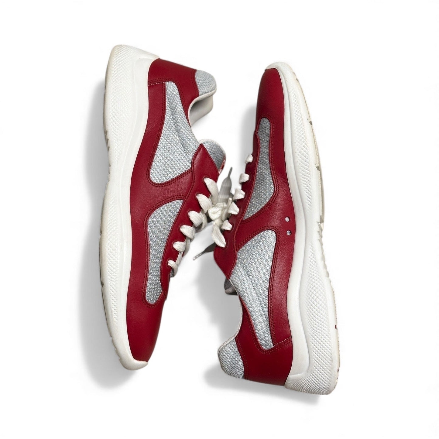 Prada America’s Cup Red / Grey Leather Sneakers | Size 11UK