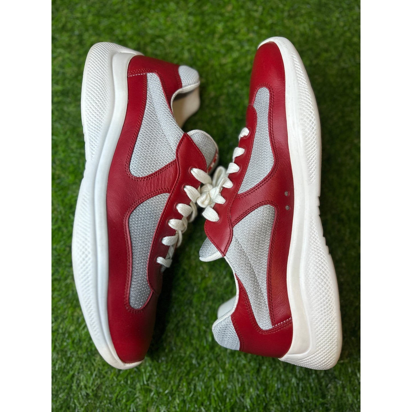 Prada America's Cup Red Leather Sneakers | Size 11UK / 12US
