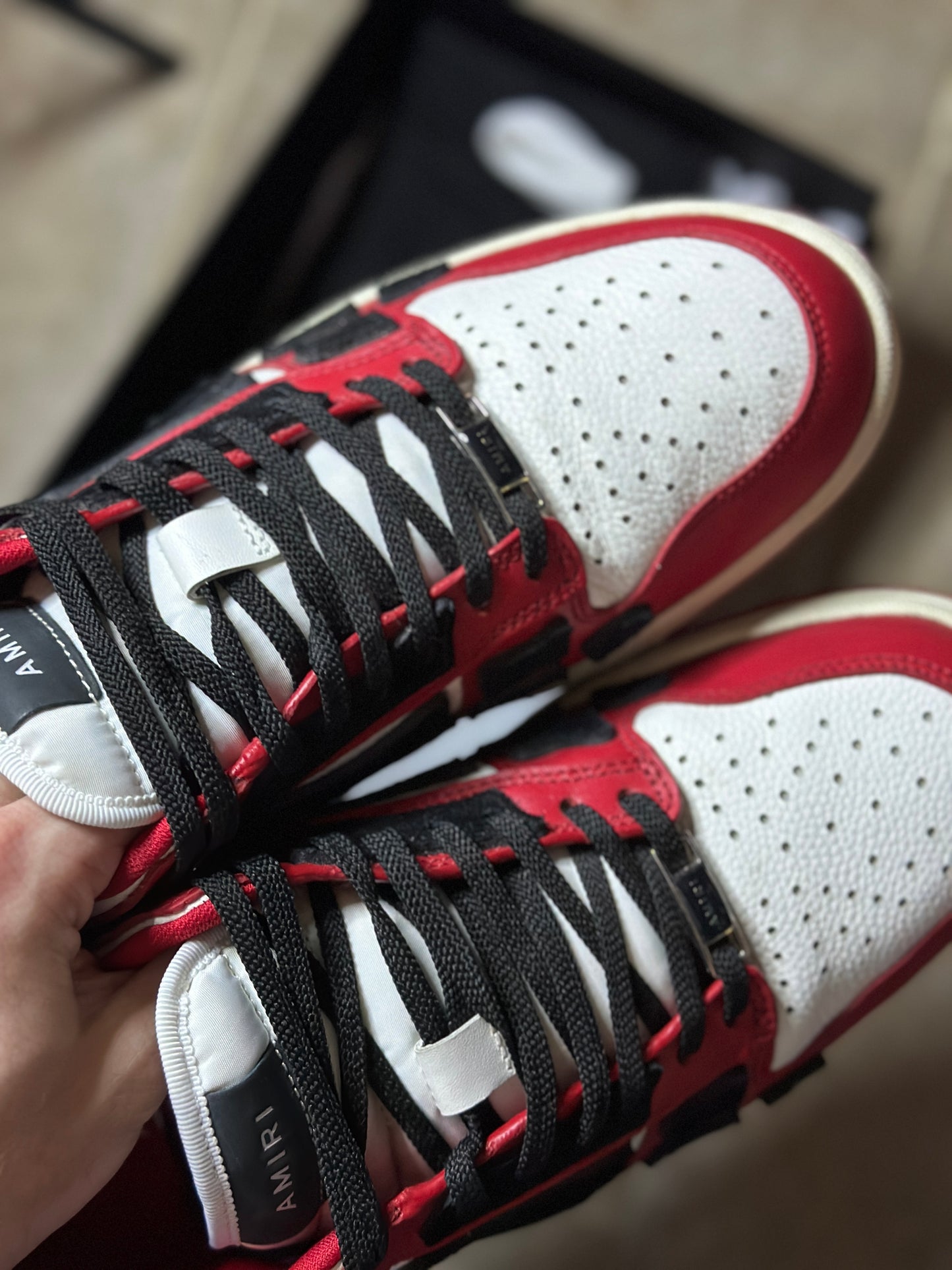 SIZE 10 - AMIRI SKEL-TOP LOW RED SNEAKER